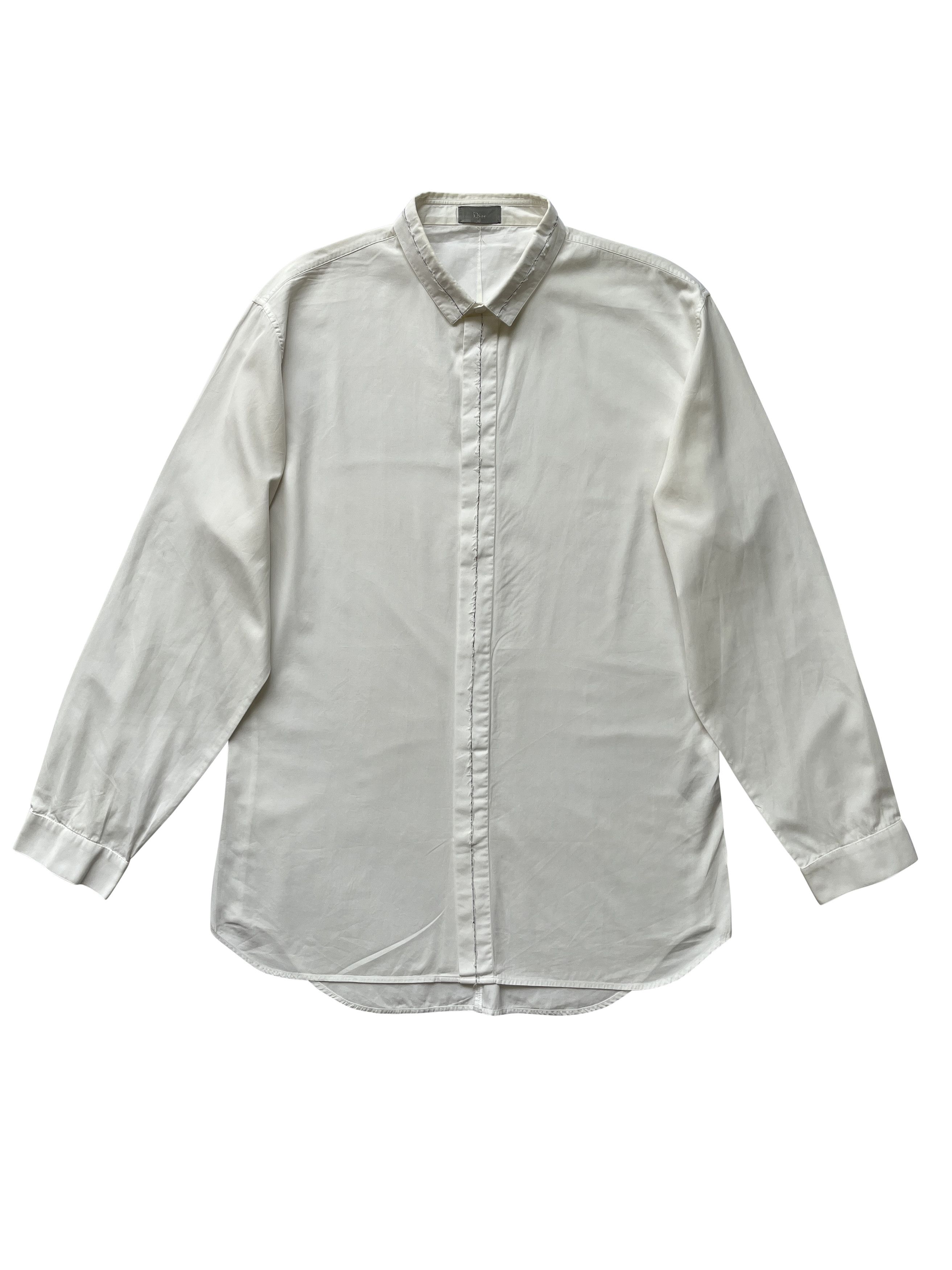 image of dior Kva White Button Up Shirt With Detailing, Men's (Size Large)
