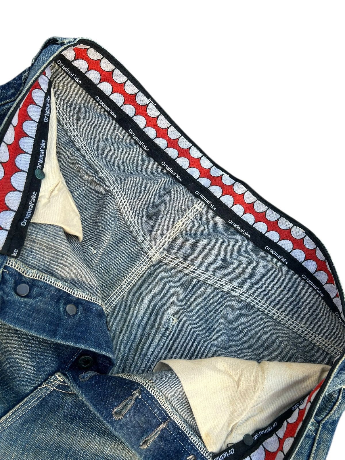 Kaws Thrashed Original Fake Kaws Selvedge Denim Jeans Size US 34 / EU 50 - 9 Thumbnail