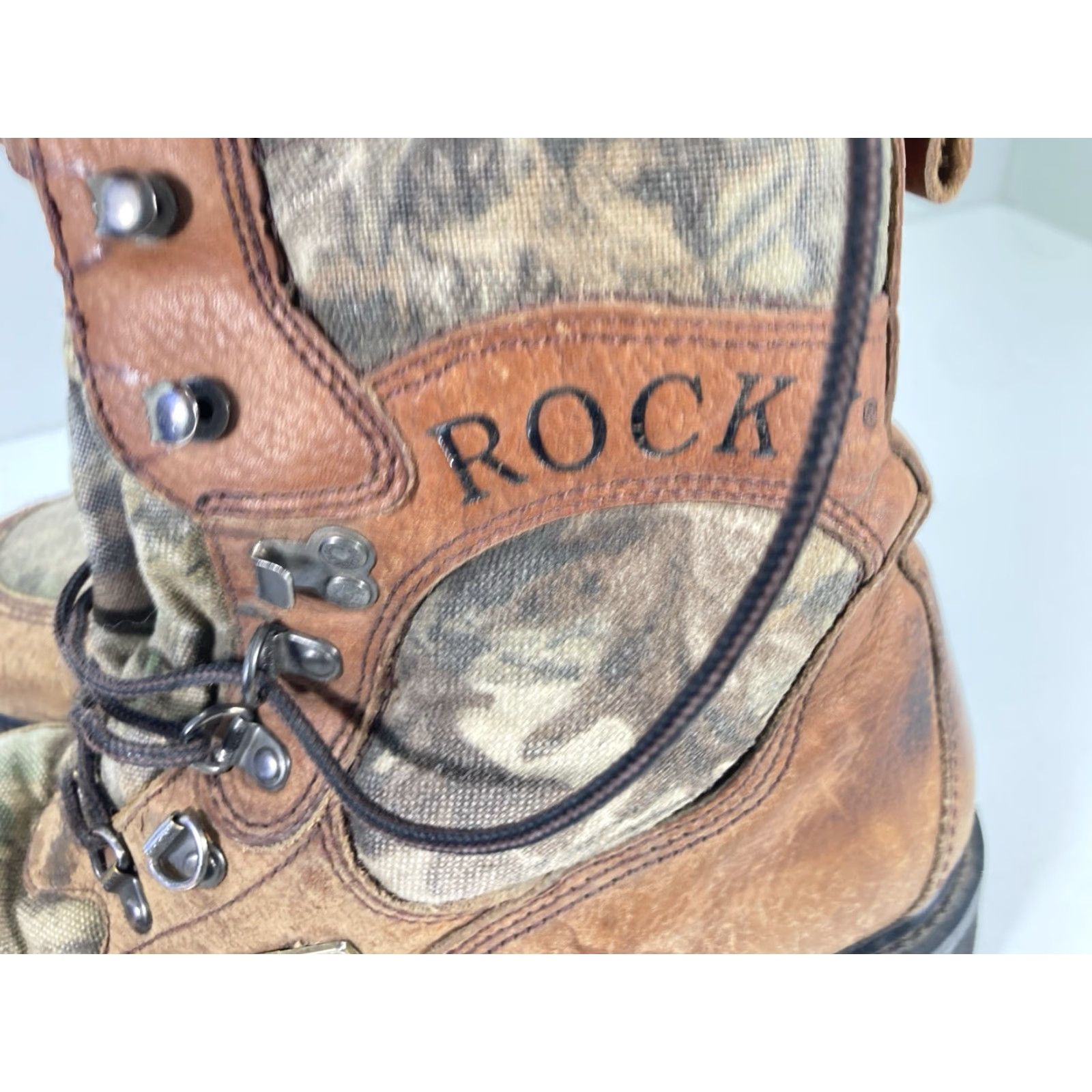 Vintage ROCKY Goretex Hunting Boots Men 10 M Brown Leather Lace Up Camouflage Leather Upper | Combat Style, Hunting Theme, Leather Outsole, US 10 Size US 10 / EU 43 - 5 Thumbnail