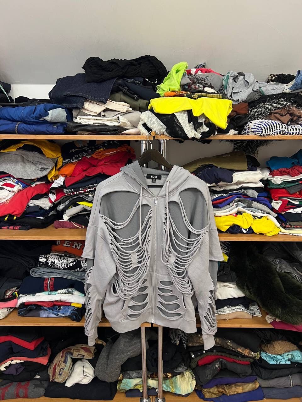 Vintage Japanese Style Y2K Distressed Ego Zip Hoodie