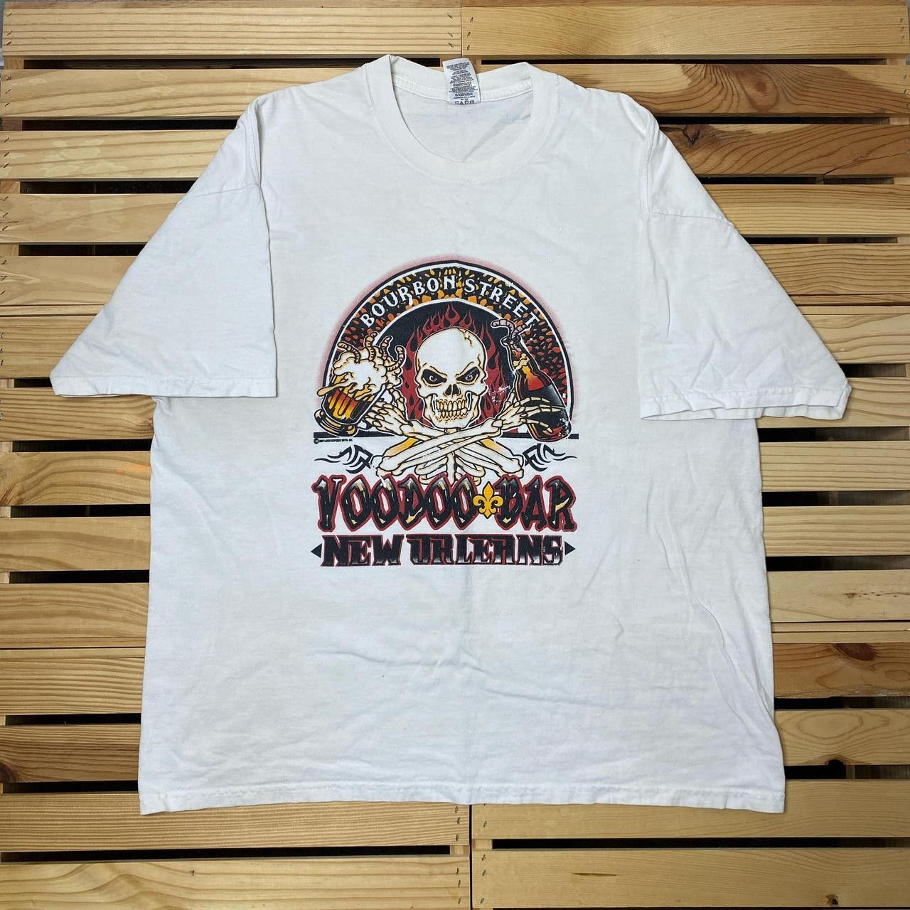 Jerzees Vintage Voodoo Bar NOLA White Y2K Biker Tee Size XL Size US XL / EU 56 / 4 - 1 Thumbnail