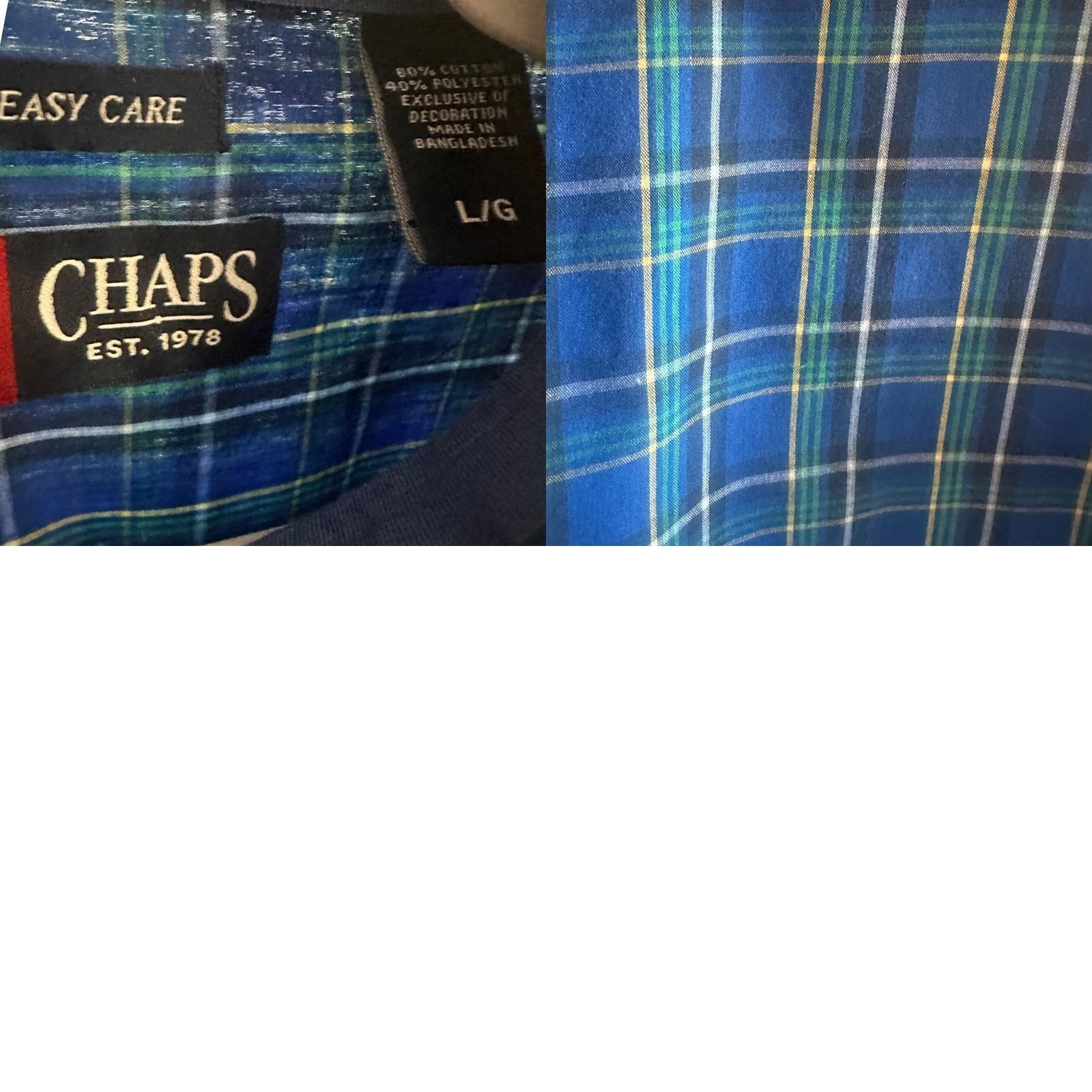 Chaps Chaps Mens Large Blue Plaid Button-Down Long Sleeve Shirt Size US L / EU 52-54 / 3 - 8 Thumbnail