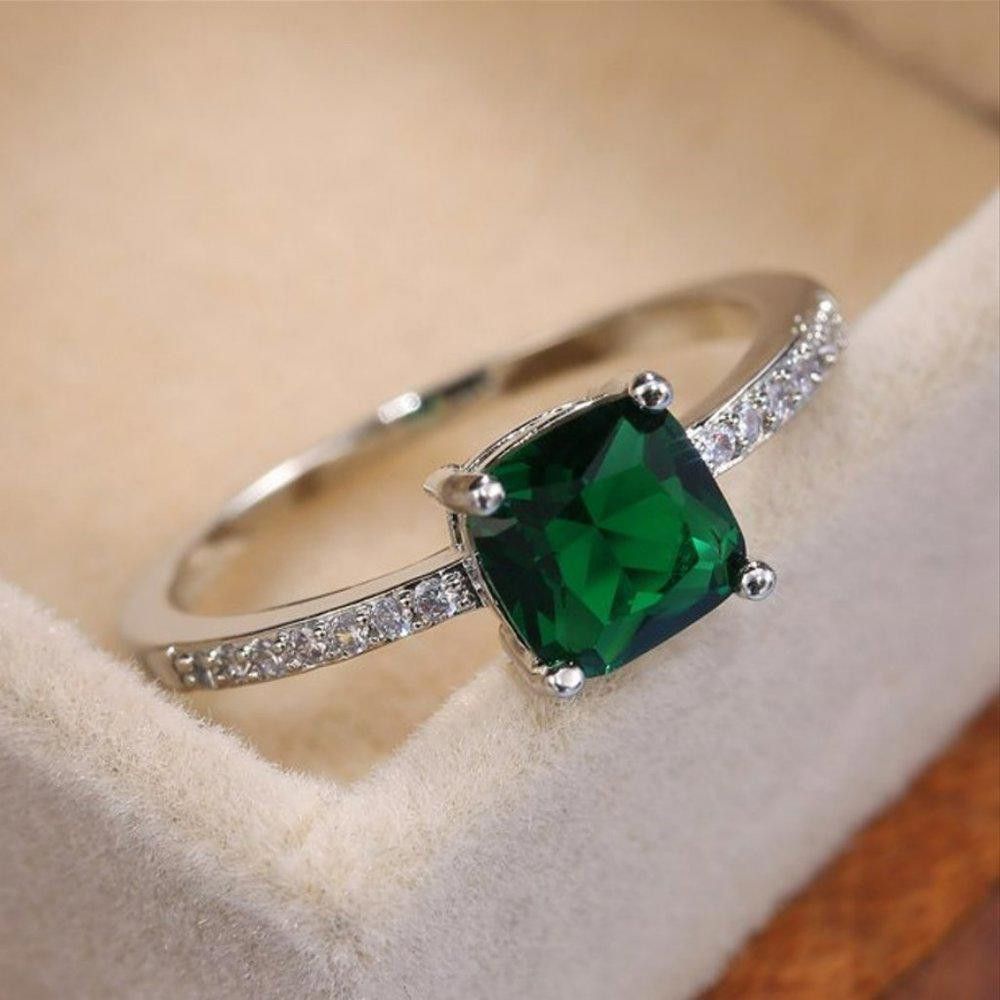 Designer Sterling Silver Emerald Green Topaz Promise Ring - Size 6 Size ONE SIZE - 2 Thumbnail
