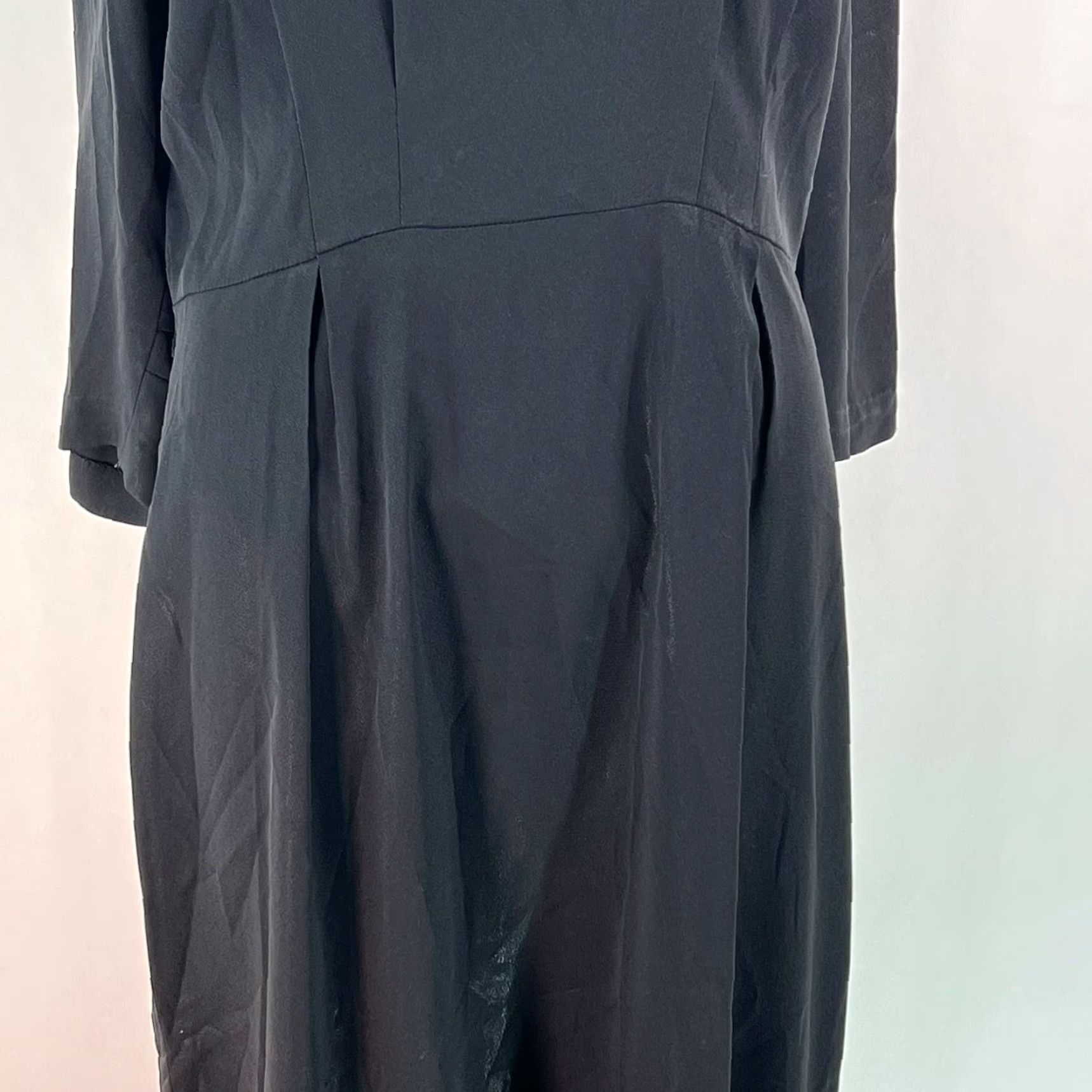 Vintage VINTAGE Floral A-Line Midi Dress Black Long Sleeve Crew Neck Back Zipper Size Large Women Size L / US 10 / IT 46 - 6 Thumbnail