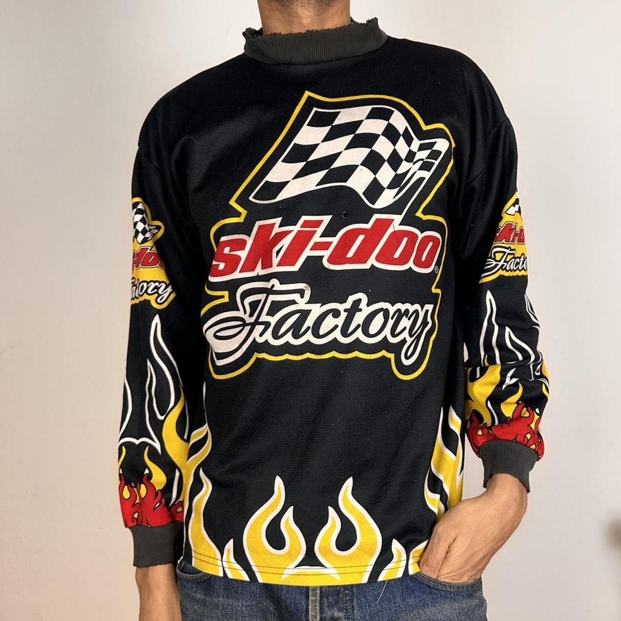 Vintage Ski Doo Black Flame Motocross Racing Jersey - XXL
