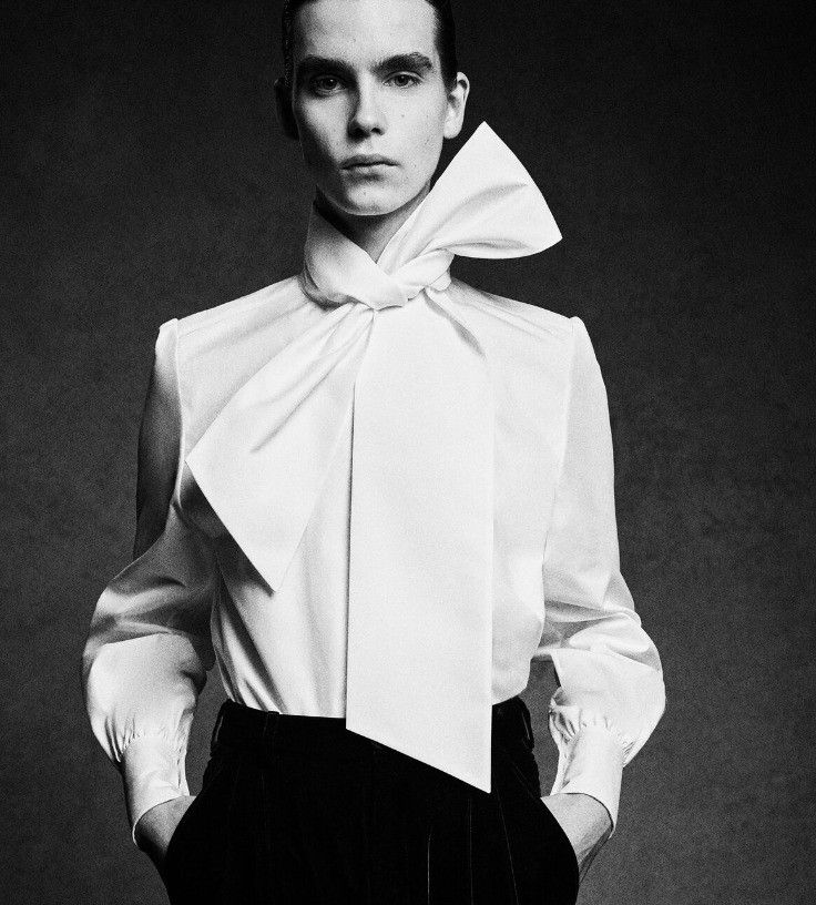 Saint Laurent Paris o1s1wg110125 Lallière-Neck Blouse in Cotton Poplin in White Size US M / EU 48-50 / 2 - 3 Thumbnail