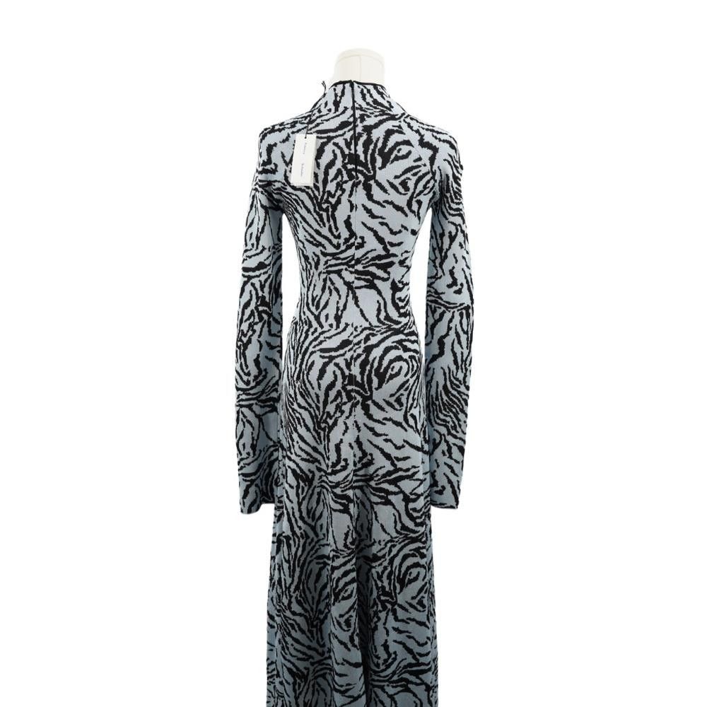 Designer NWT Proenza Schouler Fluid Jacquard Viscose Blue Black Dress Size S / US 4 / IT 40 - 3 Thumbnail