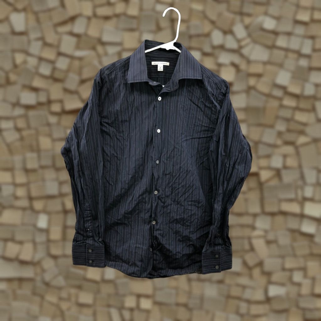 Banana Republic Banana Republic Shirt M Mens Long Sleeve Spread Collar Striped Blue Black Button-Up Casual Practical All Seasons Size US M / EU 48-50 / 2 - 1 Thumbnail
