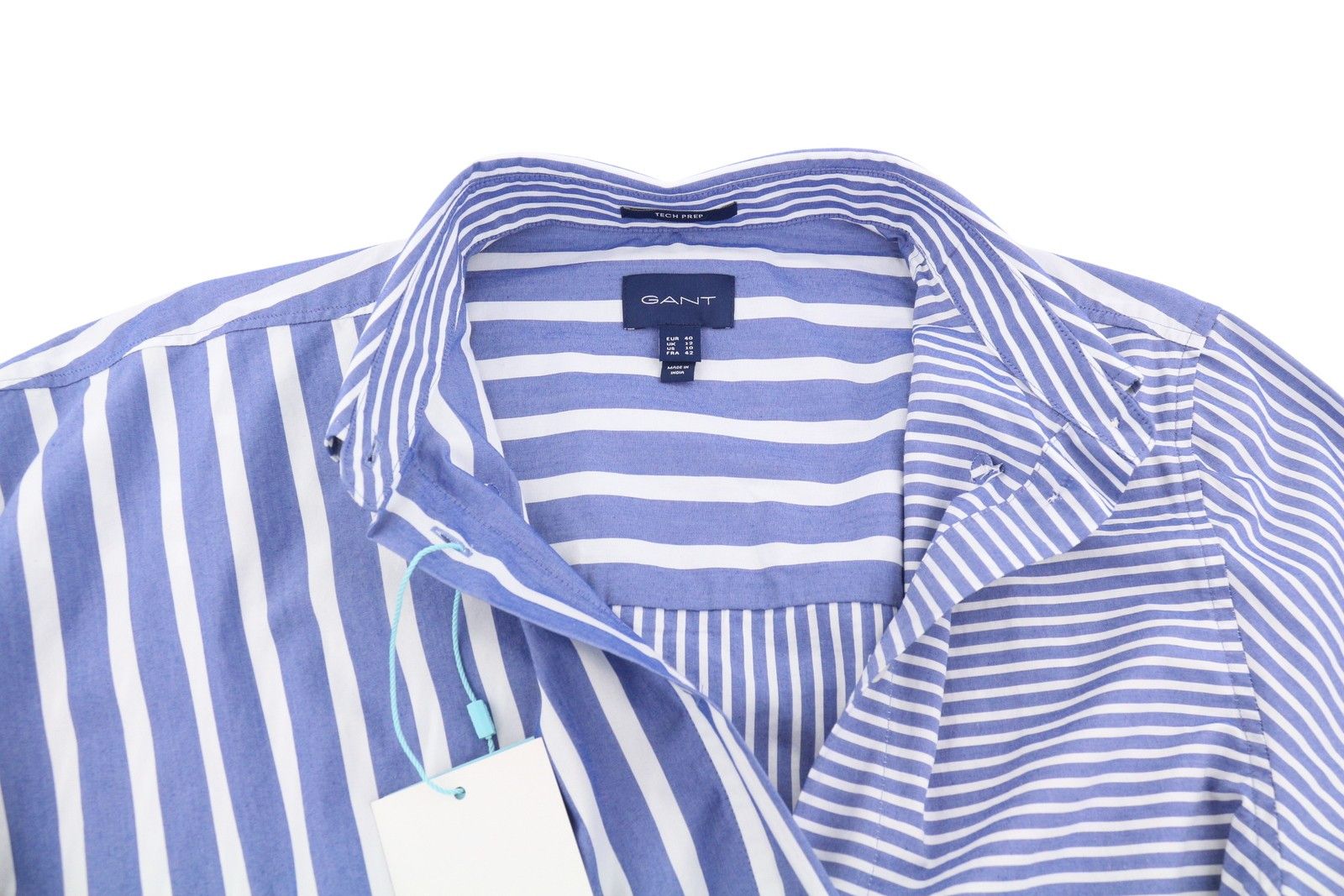 Gant TECH PREP MIX STRIPE EU40 College Blue Belted Shirt 87530 Size L / US 10 / IT 46 - 4 Thumbnail