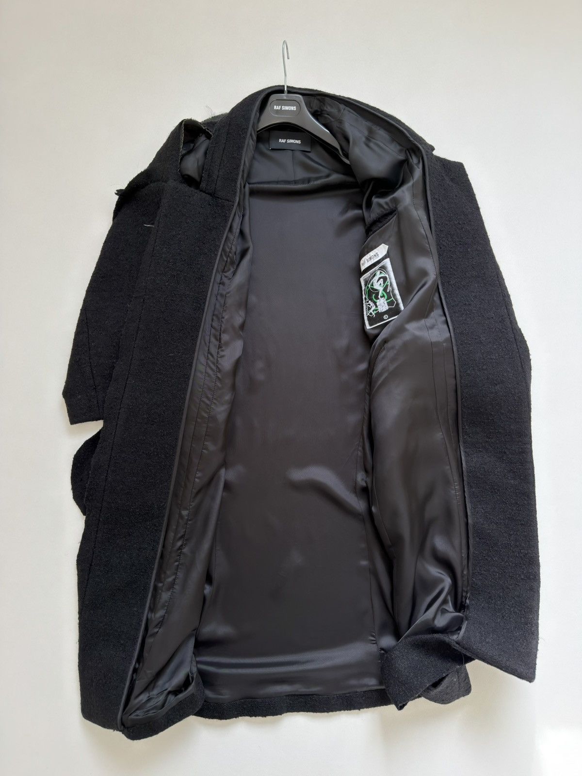 Raf Simons S/S 19 Black ‘Big Lining Coat With Wool Sleeves’ Size US M / EU 48-50 / 2 - 9 Thumbnail