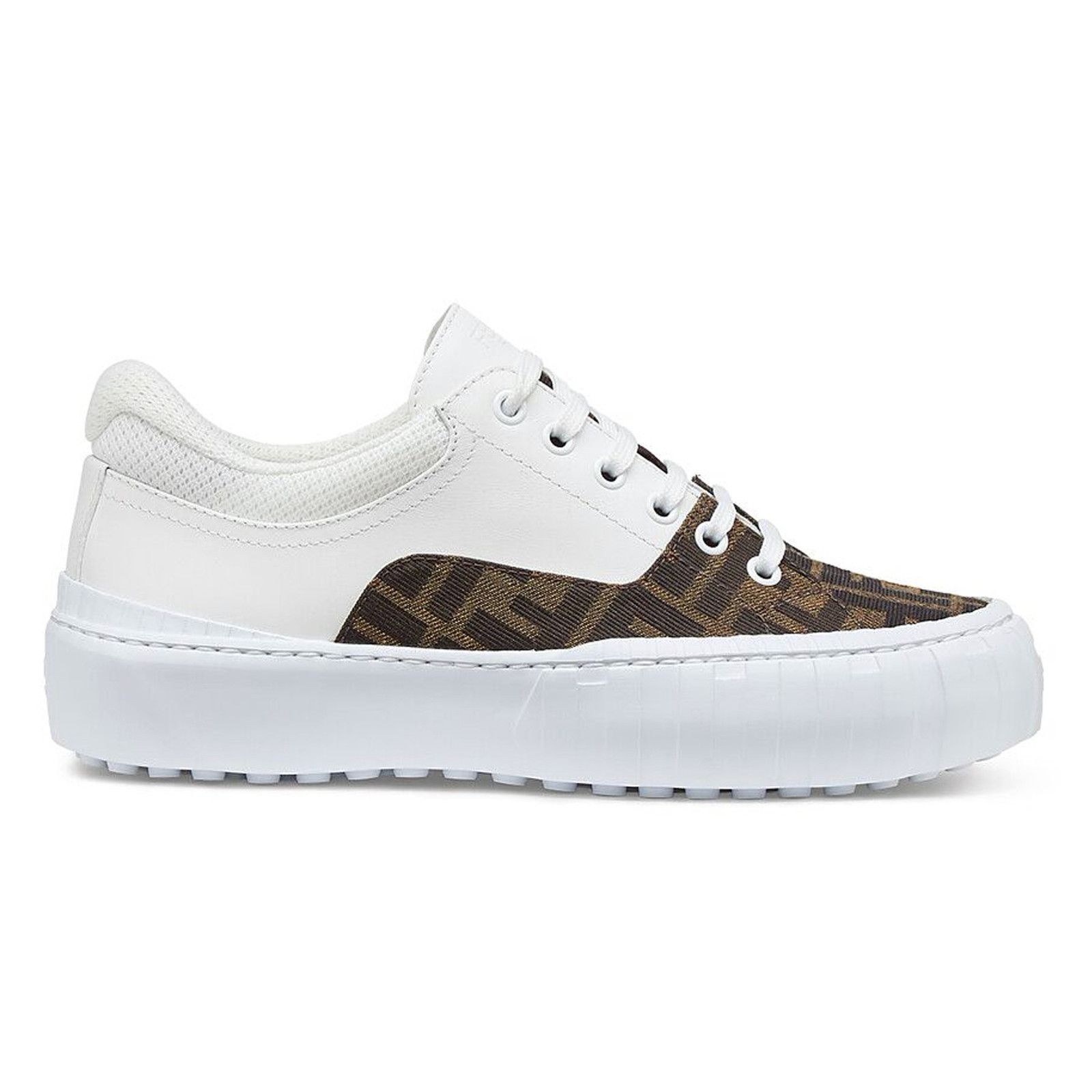 Fendi Force Brown FF Platform Low Top Trainer Sneaker 38