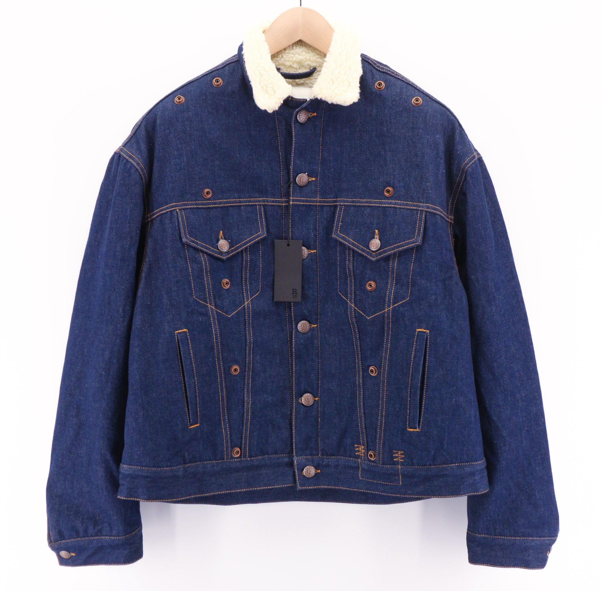 R13 BIB TRUCKER SHERPA LINING M Blue Denim Jacket 80037 Size US M / EU 48-50 / 2 - 1 Thumbnail