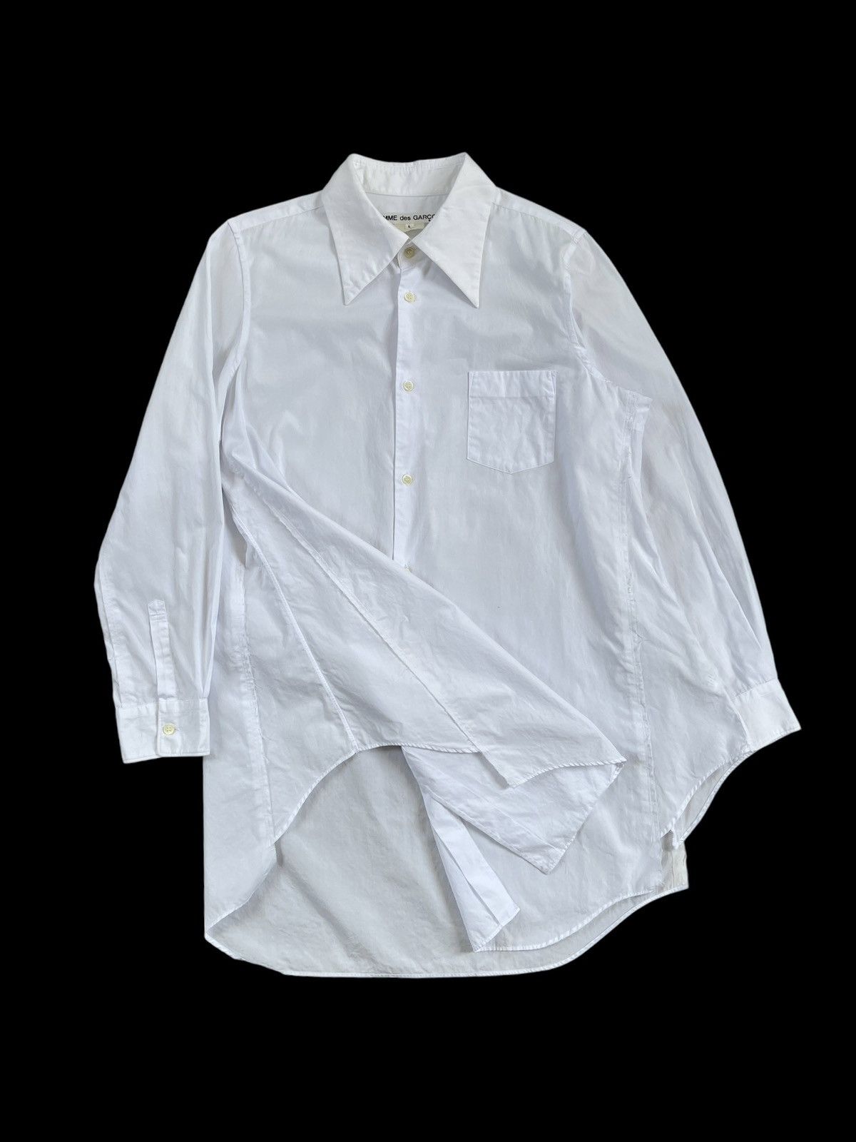 Comme des Garcons 2017 Comme des Garçons Shaped Cut-Off Button Up Shirt Size US L / EU 52-54 / 3 - 1 Thumbnail