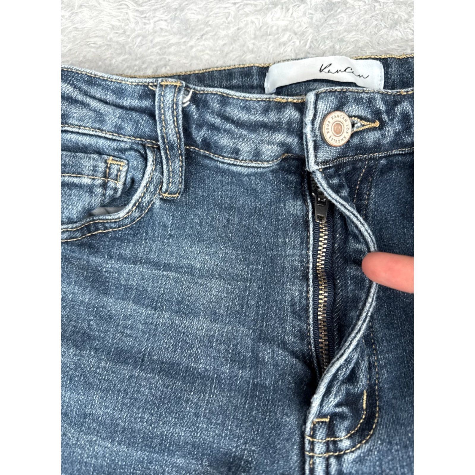 Vintage Kancan Jeans Juniors 11 Blue Denim Flared Mid Rise 28x32 Jeans Womens Size 32" / US 10 / IT 46 - 5 Thumbnail