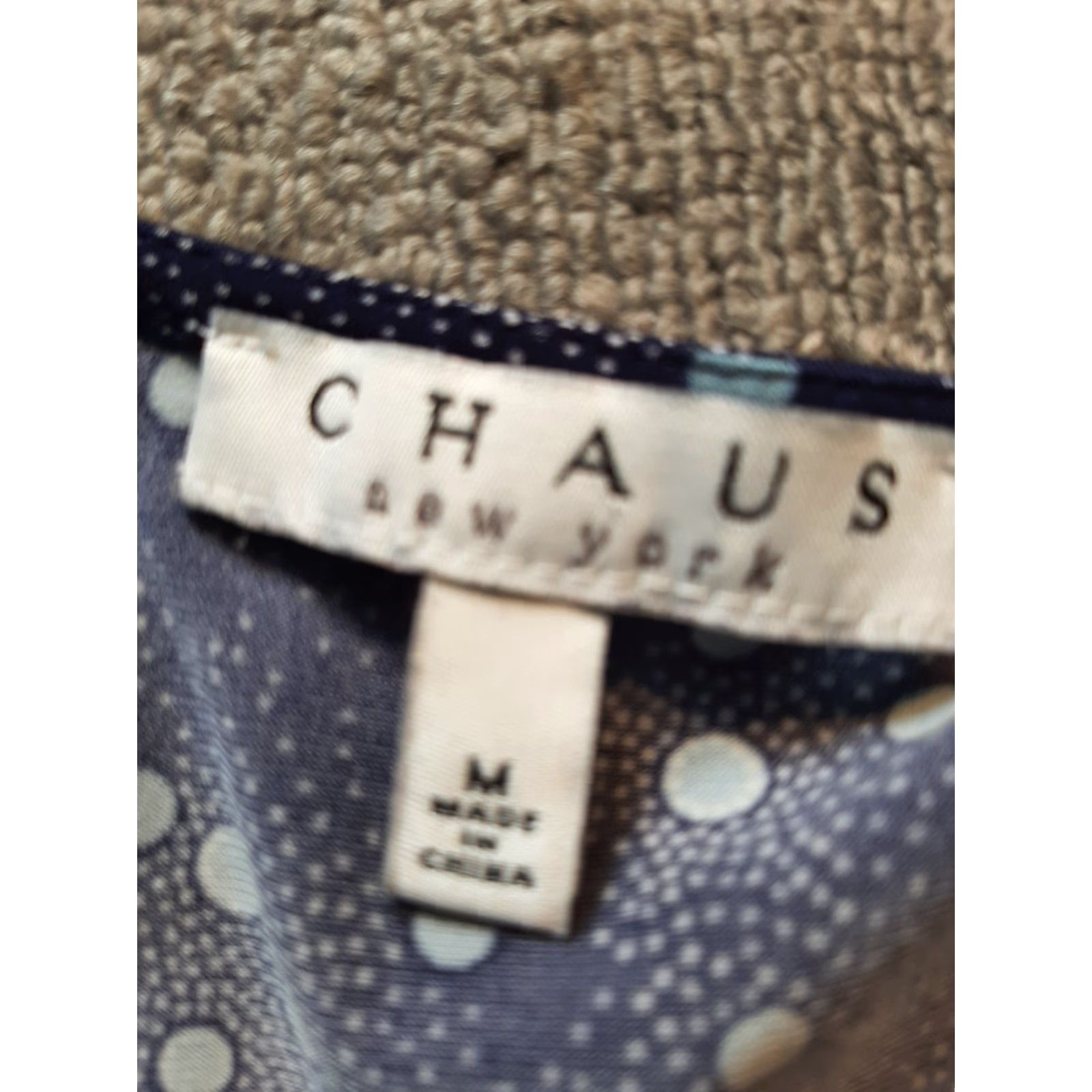 Vintage Chaus New York Womens M Top Long Sleeve Dark Blue Dott Pattern Blouse Womens M Size M / US 6-8 / IT 42-44 - 3 Thumbnail