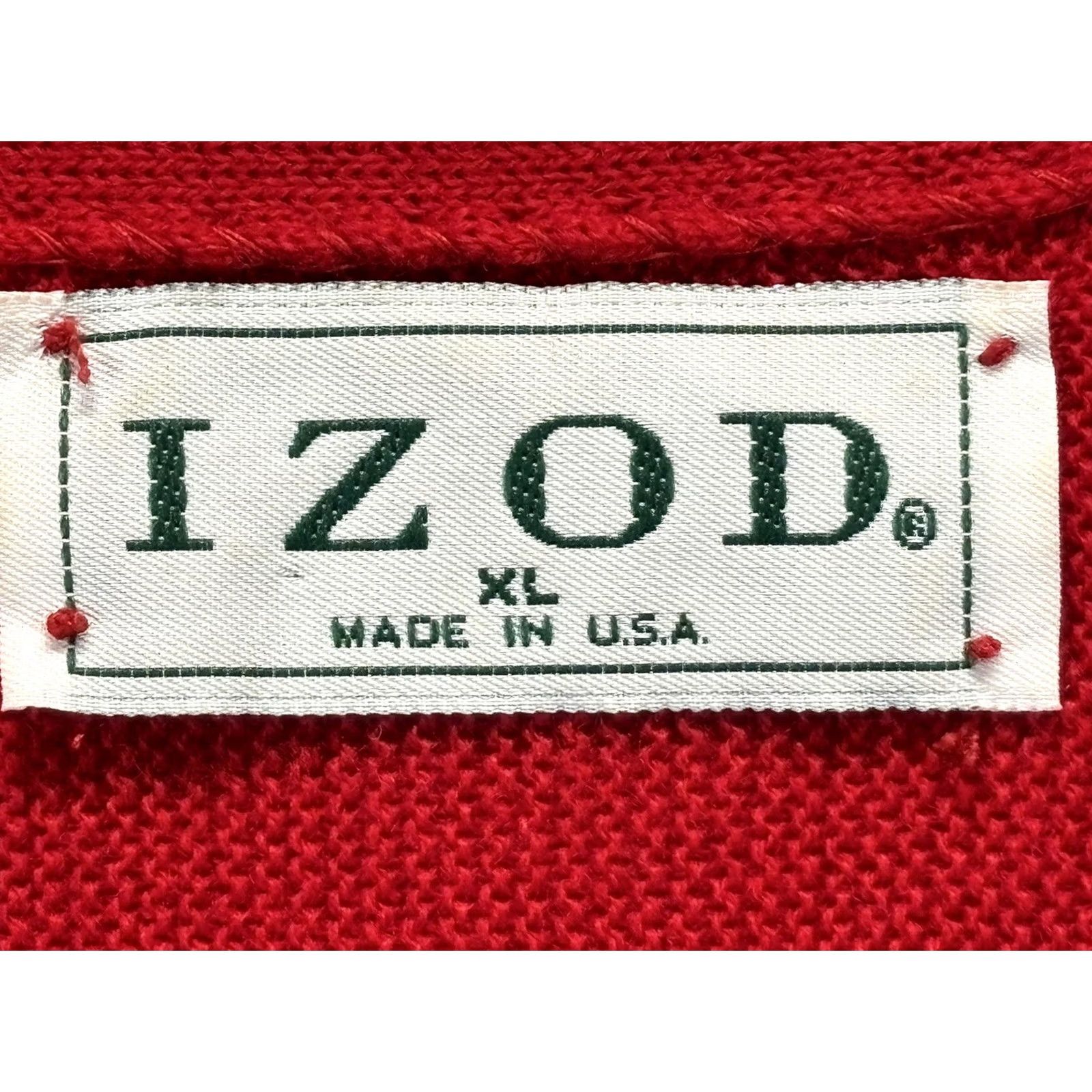 Izod VINTAGE IZOD Cardigan Sweater Mens XL Red V-Neck Crest Acrylic Grandpa Grunge USA Mens Size US XL / EU 56 / 4 - 5 Thumbnail