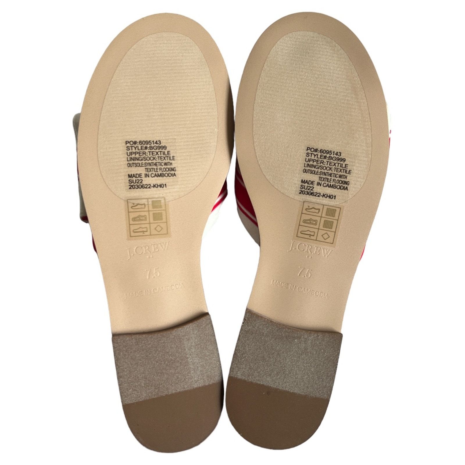 J.Crew J.Crew Red Ivory Stripe Print Knot Slide Sandals, US7.5 Size US 7.5 / IT 37.5 - 8 Thumbnail