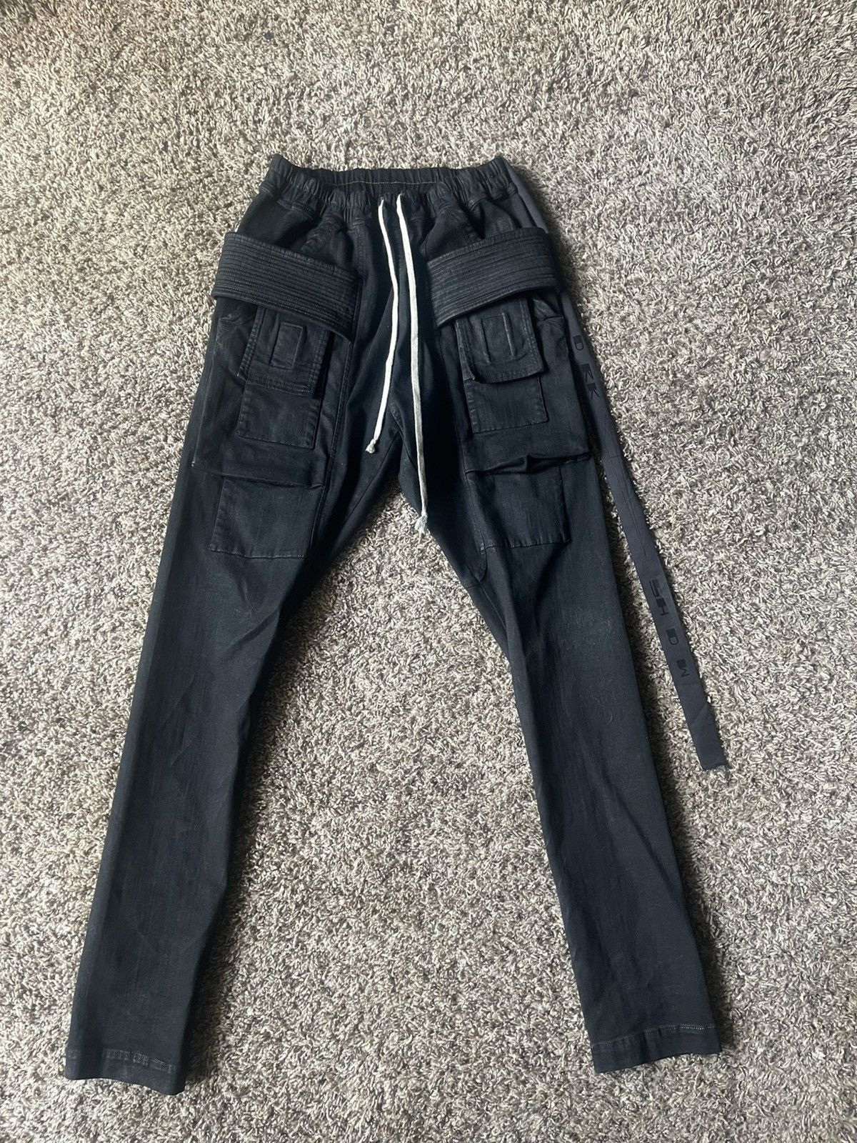 Rick Owen’s cargo Denim drawstrings