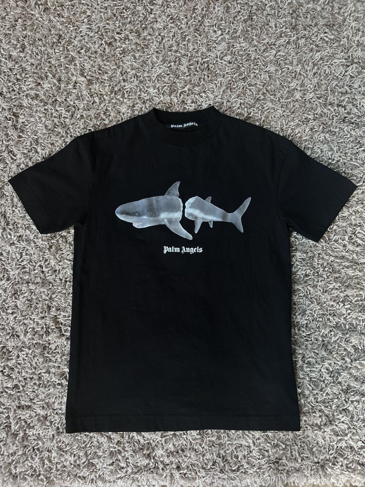 image of Palm Angels Shark Logo Tee Black Size Xs, Men's