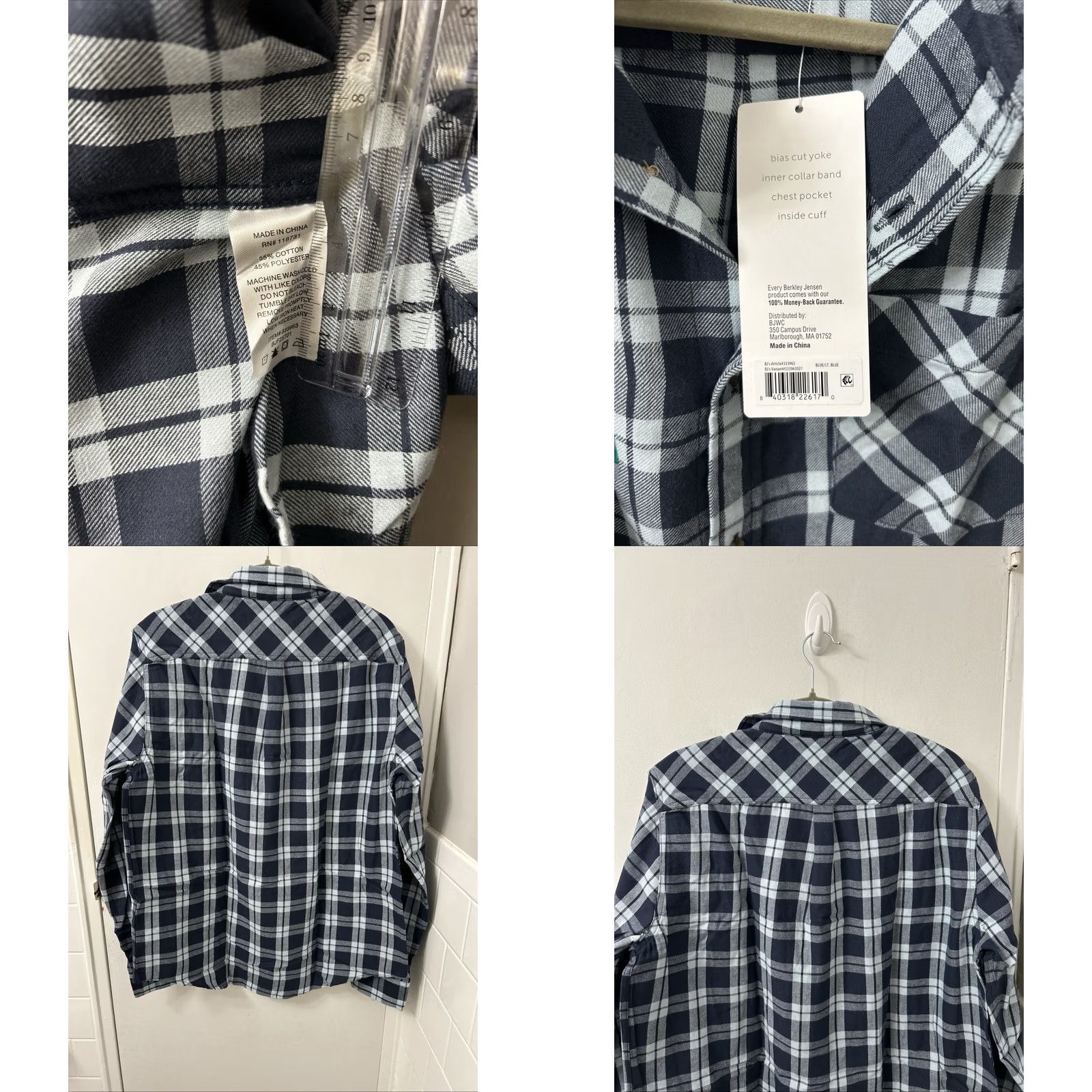 Vintage VINTAGE Berkley Jensen Shirt Mens L Blue Plaid Button-Down Long Sleeve NWT Size US L / EU 52-54 / 3 - 8 Thumbnail