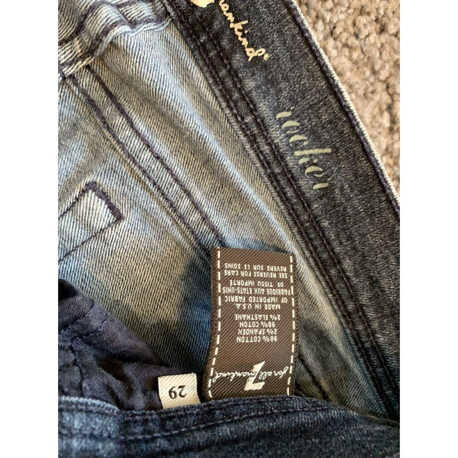 7 For All Mankind 7 For all Mankind Rocker Bootcut Jeans Women Sz 29 L30 Blue Distressed Size 29" - 6 Thumbnail