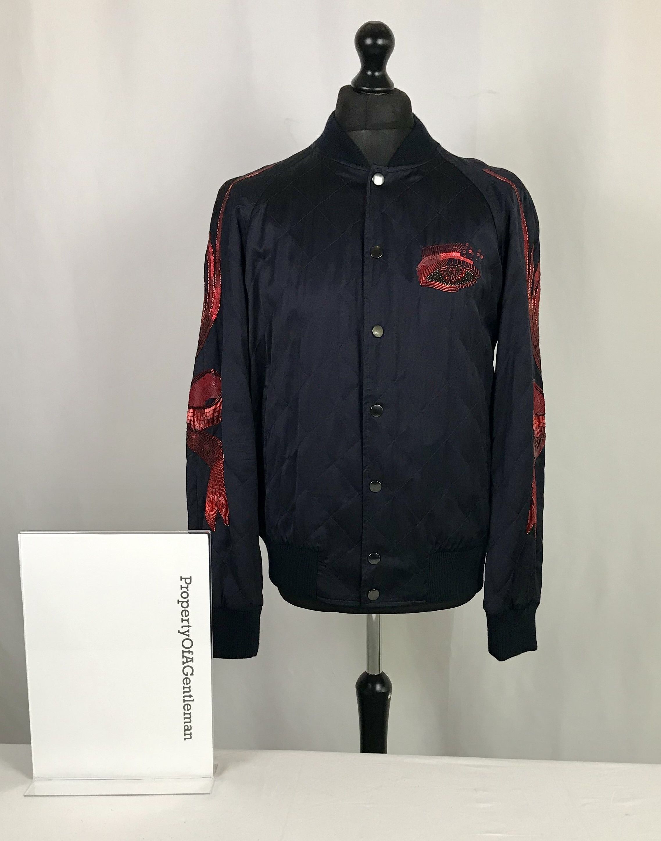 Dries Van Noten Black & Red Satin Embroidered Bomber Size US L / EU 52-54 / 3 - 1 Thumbnail