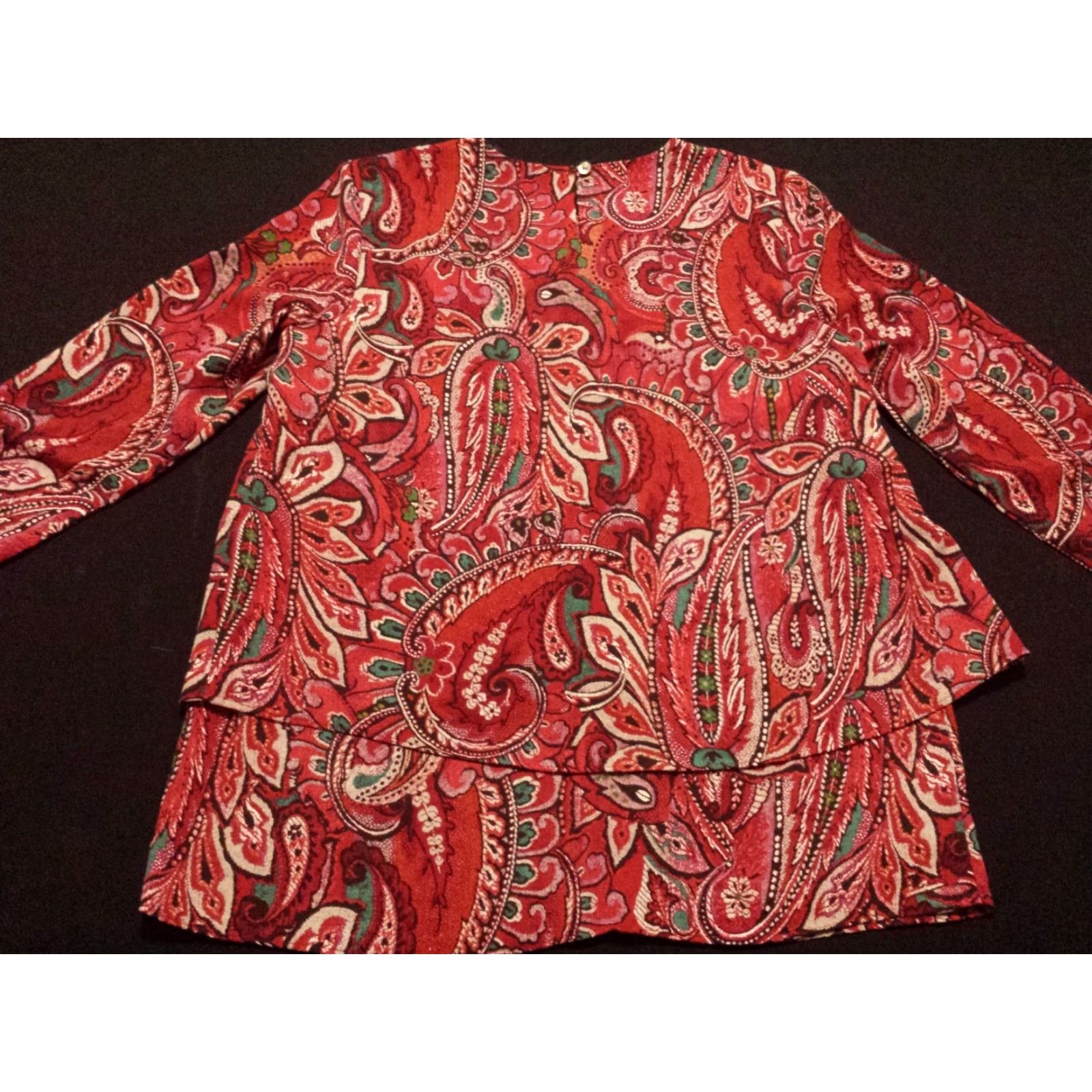 J. Jill J. Jill Shirt Womens XS Long Sleeve Multicolor Paisley Round Neck Polyester Size XS / US 0-2 / IT 36-38 - 6 Thumbnail