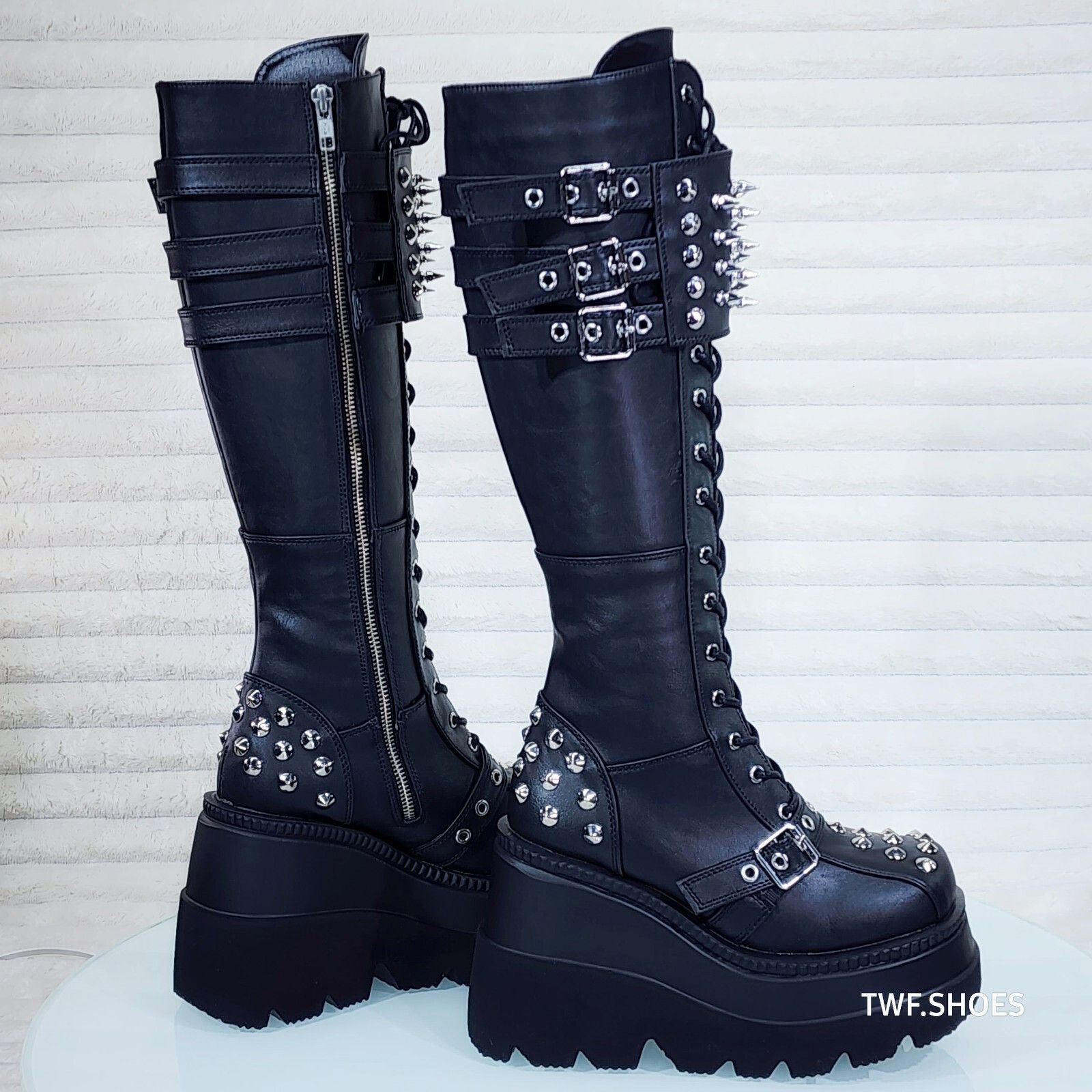 Other DEMONIA Shaker 225 Black Matte Platform 4.5" Wedge Heel Spik Size US 12 / IT 42 - 2 Thumbnail