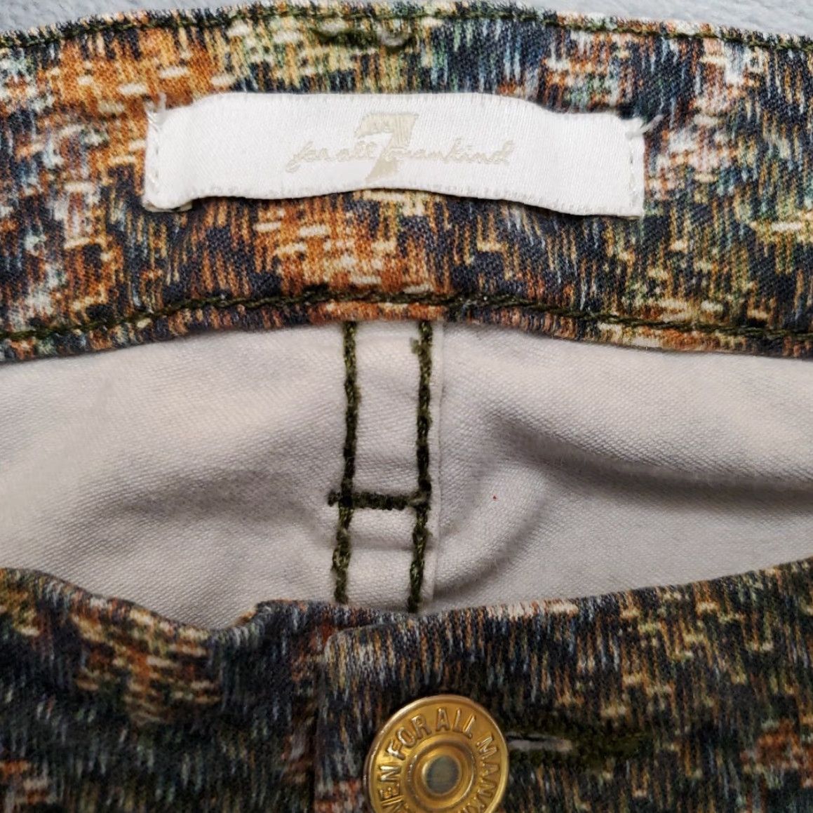 7 For All Mankind VINTAGE 7 For All Mankind Jeans Womens 24 Green Tapestry Print Skinny Stretch Pants Size 42" / US 20 - 4 Thumbnail