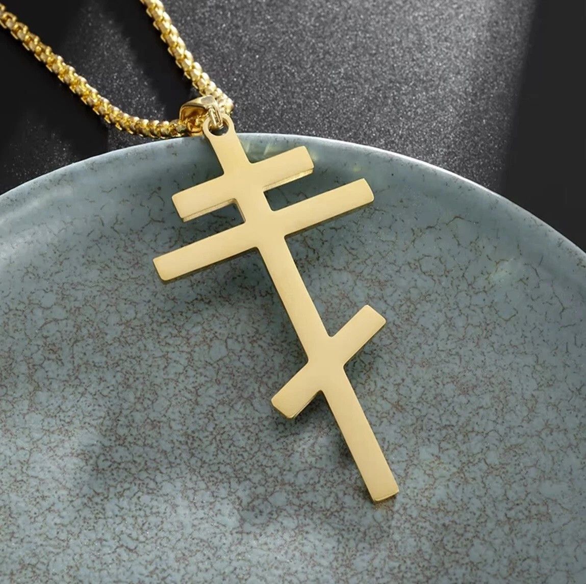 Other Gold Cross Necklace Eastern Orthodox Stainless Steel Size ONE SIZE - 1 Thumbnail