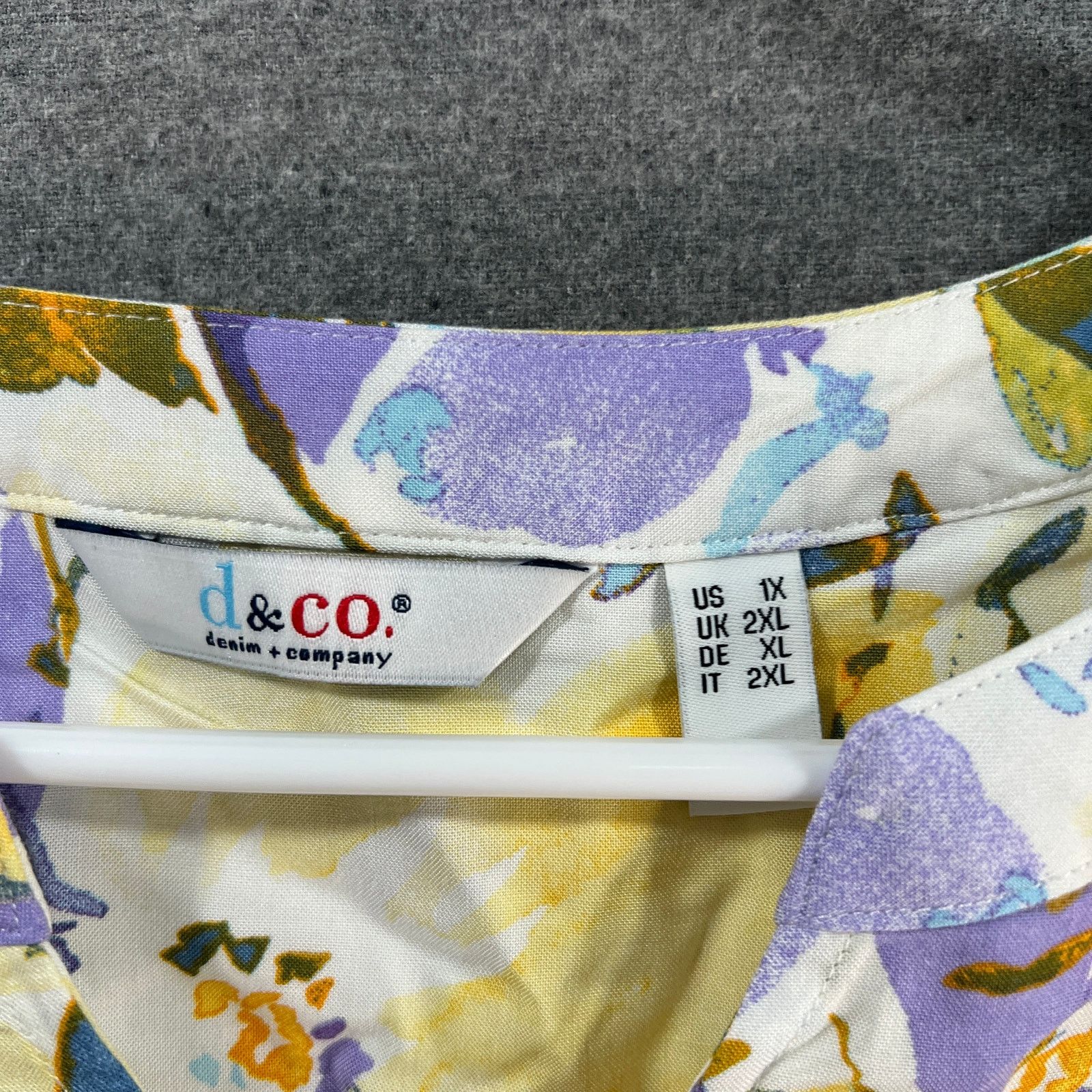 Denim & Co. Denim & Co. Floral Printed V-Neck Blouse with Side Slits Size XL / US 12-14 / IT 48-50 - 3 Thumbnail