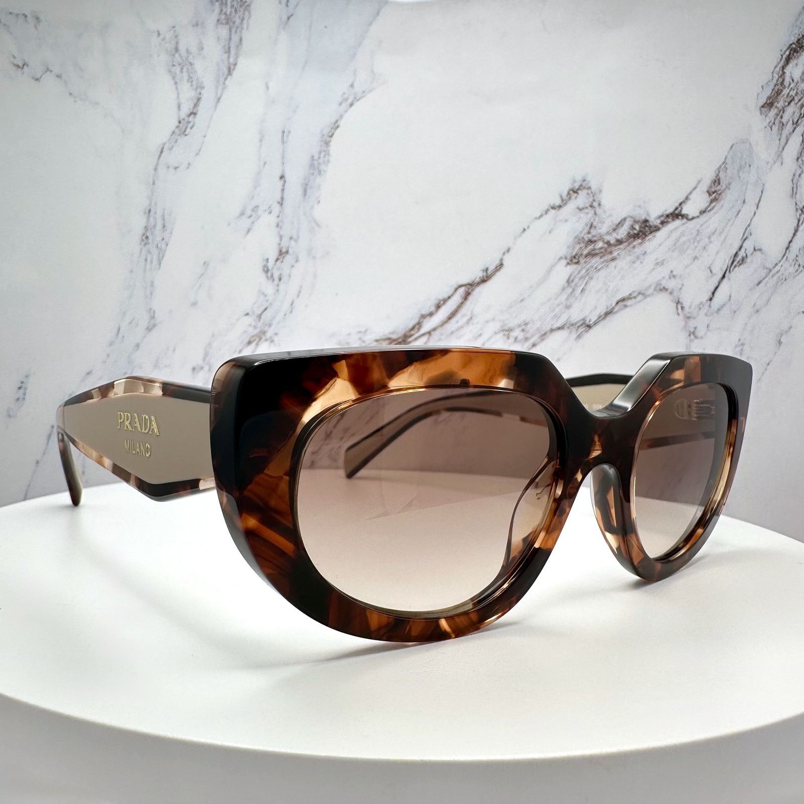 Prada PRADA Sunglasses Brown Tortoise Caramel Gold Symbole Oval Size ONE SIZE - 21 Thumbnail