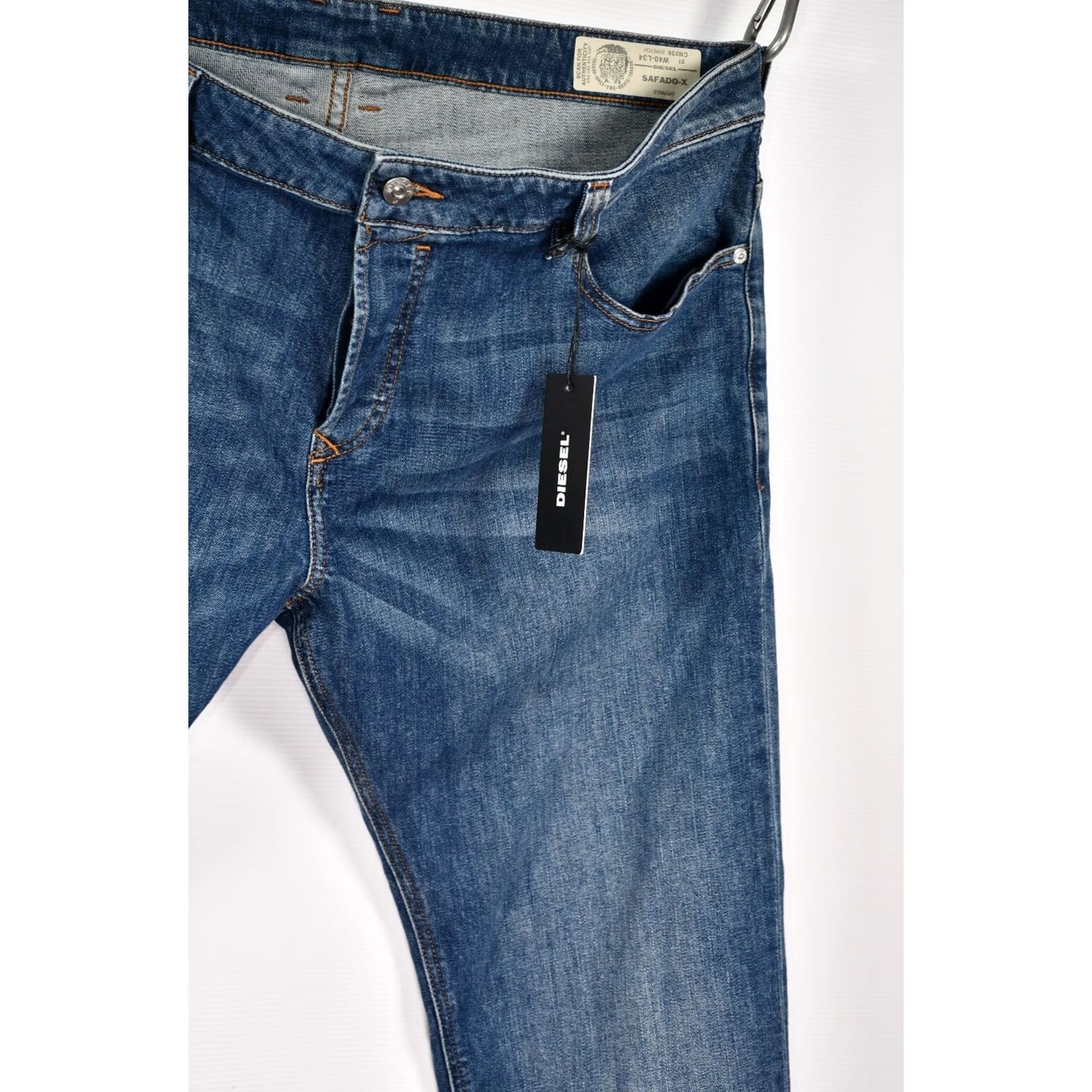 Diesel Diesel SAFADO-X Straight Jeans Men W40/L34 Blue Denim 5-Pocket Stretch 100% Genuine NEW 40x34-34 Inseam SZ W40/L34 Size US 40 / EU 56 - 6 Thumbnail