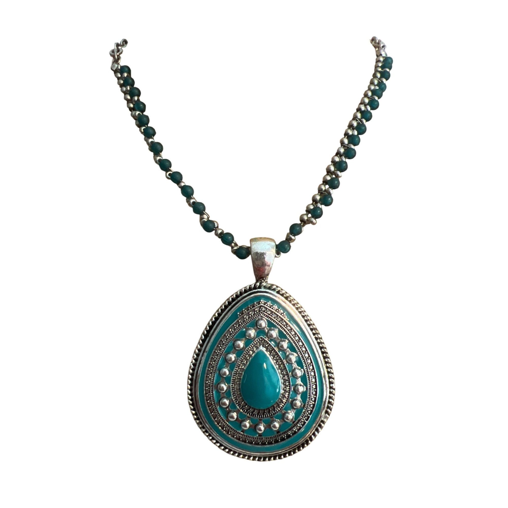 Other Ruby Rd. Faux Turquoise Beaded Necklace Southwestern Silver Size ONE SIZE - 1 Thumbnail