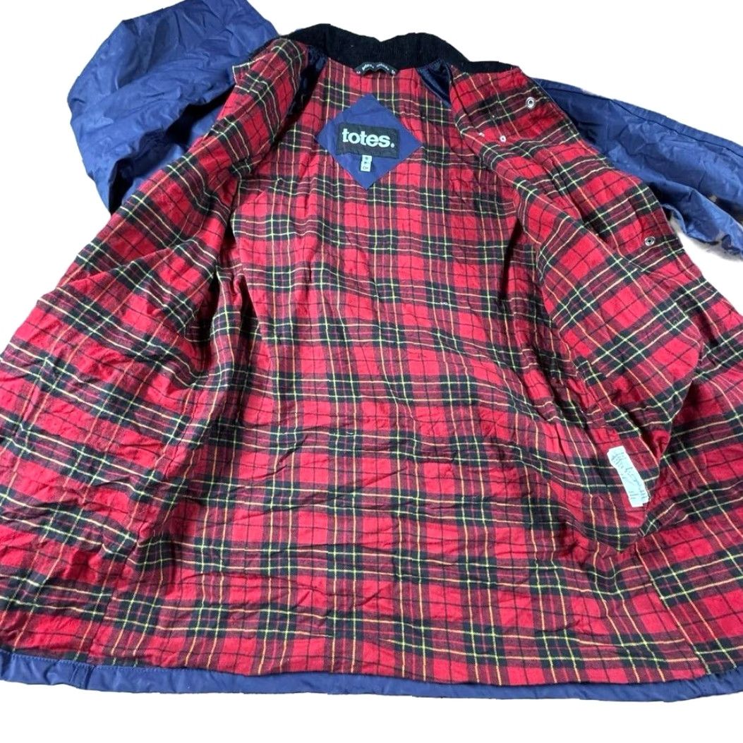 Vintage VINTAGE Totes Rain Coat Jacket Women Small PVC Waterproof Flannel Lined Full Zip Hooded Insulated Pockets Zipper Blue Size S / US 4 / IT 40 - 7 Thumbnail