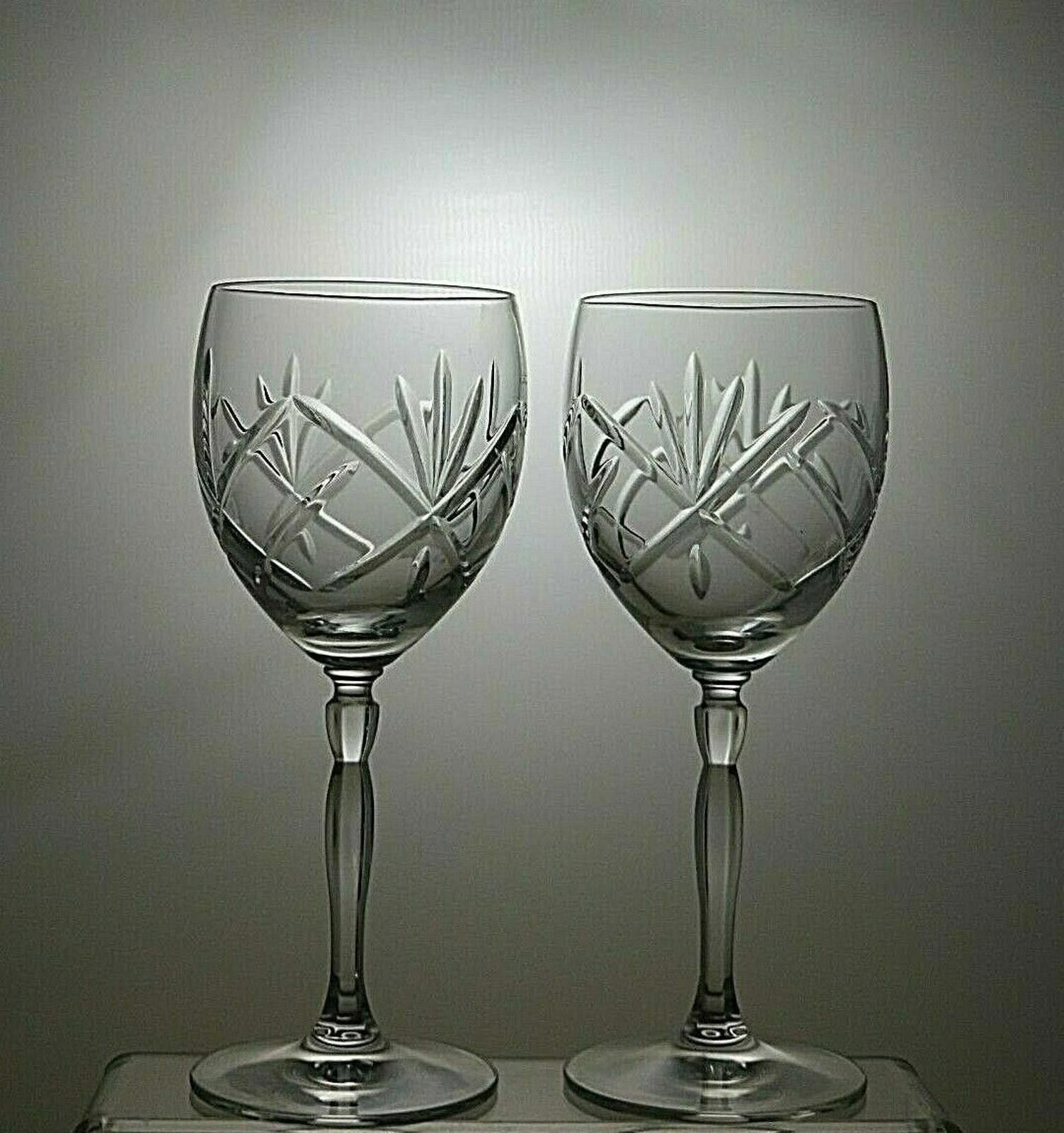 The Unbranded Brand Lead Crystal Cut Glass Set Of 2 Water Goblets 8" Size ONE SIZE - 3 Thumbnail