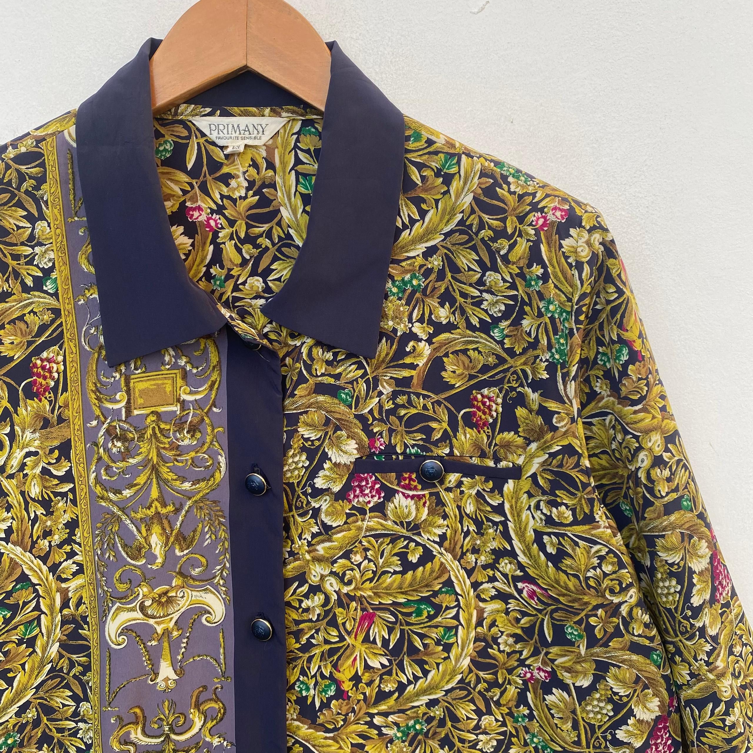 Vintage VINTAGE WOMEN BLOUSE COLLARED EXTRA LARGE FLORAL LEAVES ART Size XL / US 12-14 / IT 48-50 - 3 Thumbnail