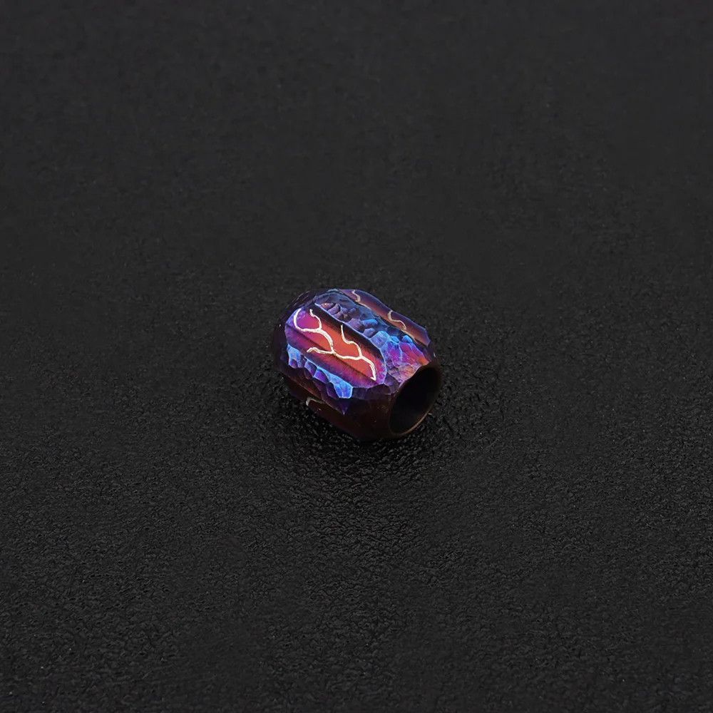 Handmade Crater Engraving Titanium Knife Beads Paracord Bead Size ONE SIZE - 8 Thumbnail