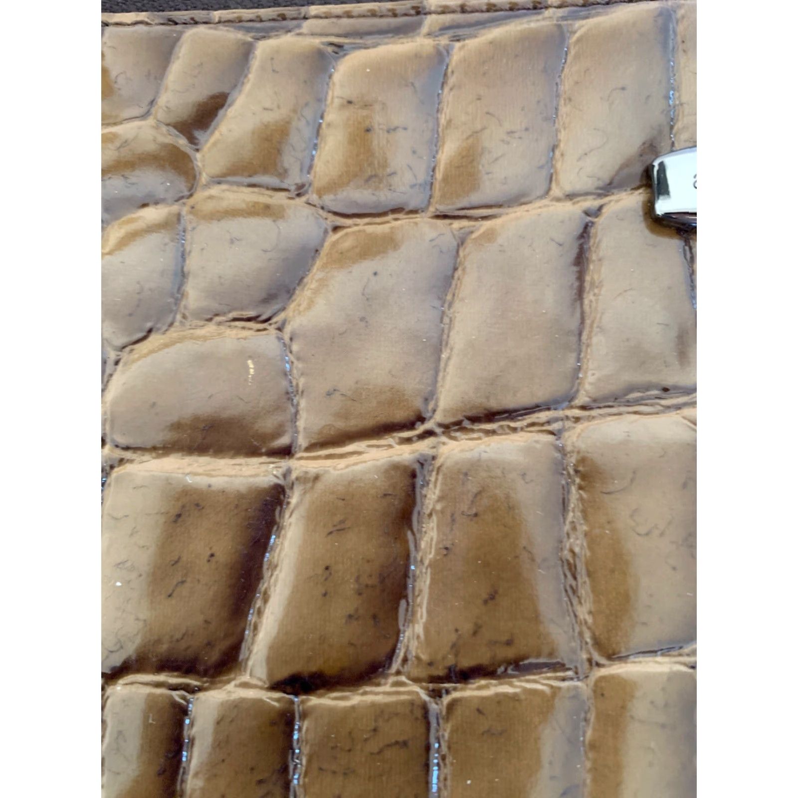 Vintage Apostrophe Purse Brown Patent Embossed Croc Faux Leather Handbag Size ONE SIZE - 5 Thumbnail