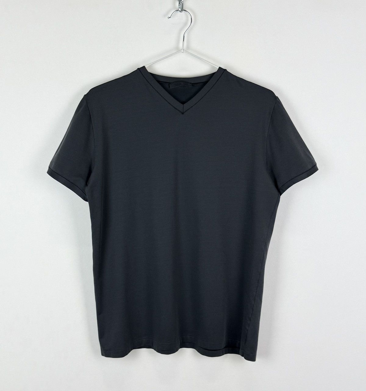 Prada Prada Milano V-neck Short Sleeve T-shirt Women’s Size L Gray Size L / US 10 / IT 46 - 1 Thumbnail