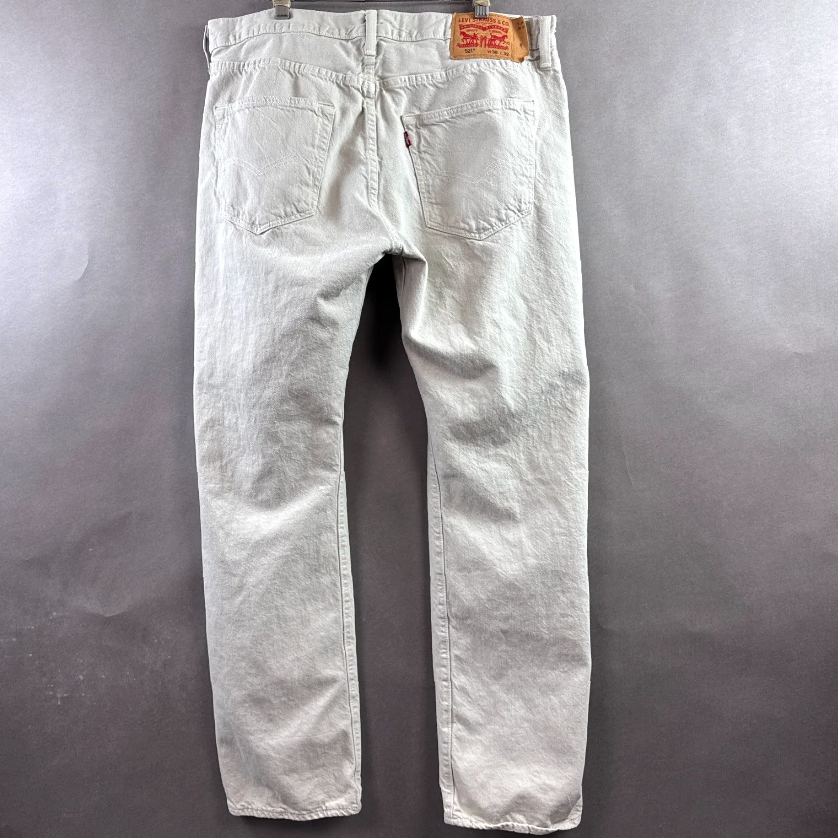Levi's VINTAGE Levis 501 Jeans Mens 36x32 Beige Button Fly Denim Pants Faded Work Chore Office Size US 36 / EU 52 - 3 Thumbnail