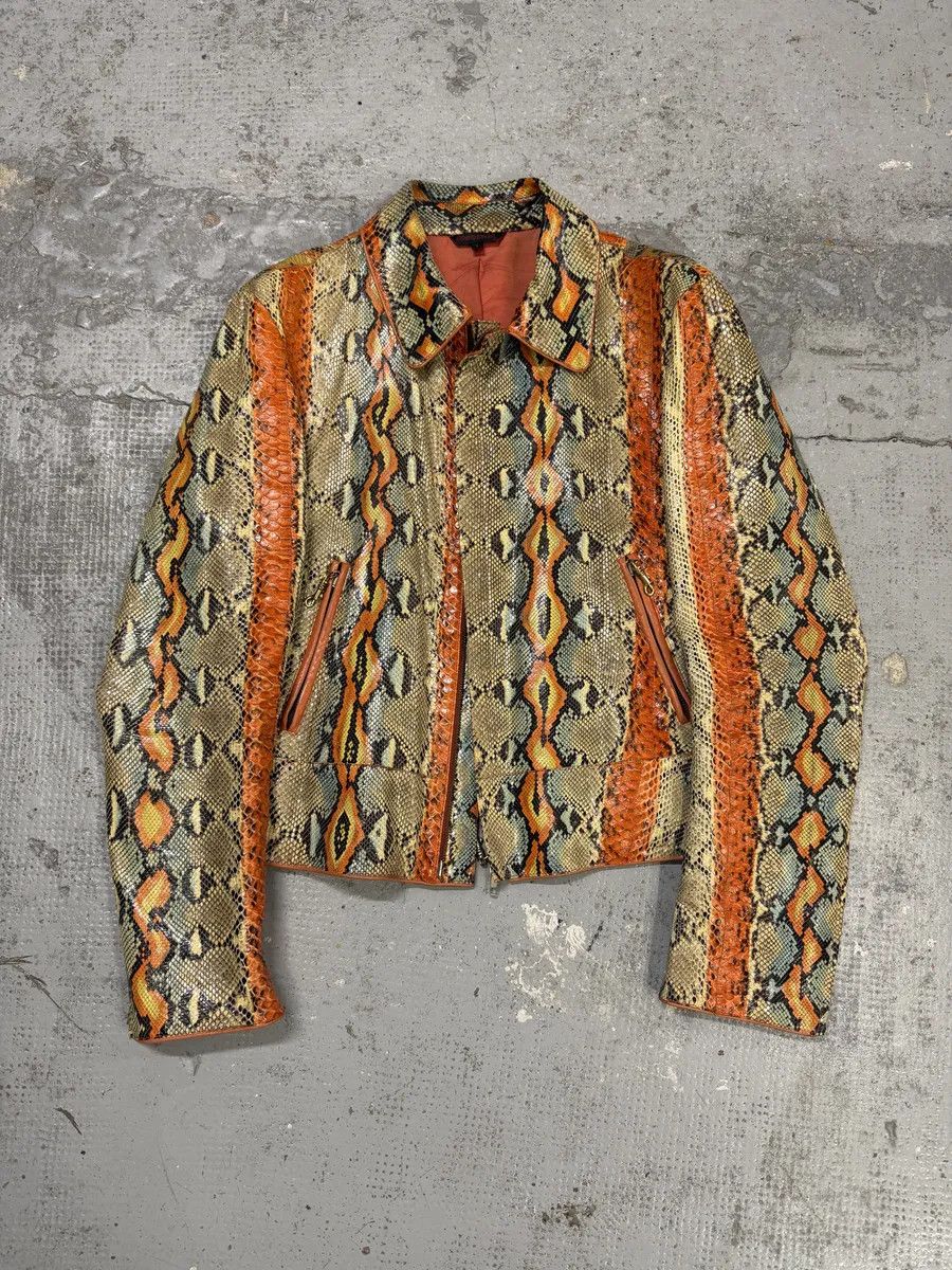 Roberto Cavalli SS2001 Roberto Cavalli Grey & Orange Python Leather Jacket Size US S / EU 44-46 / 1 - 1 Thumbnail