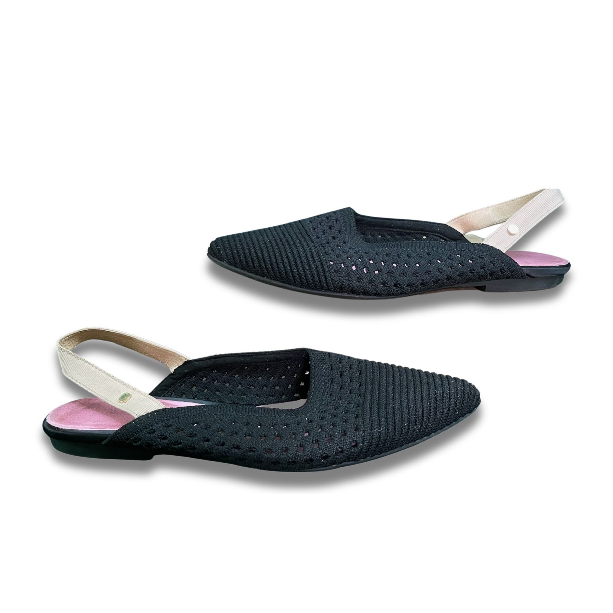 Other Knit Slingback Pointed-Toe Pumps - Size 7 - Black With Beige Size US 7 / IT 37 - 5 Thumbnail