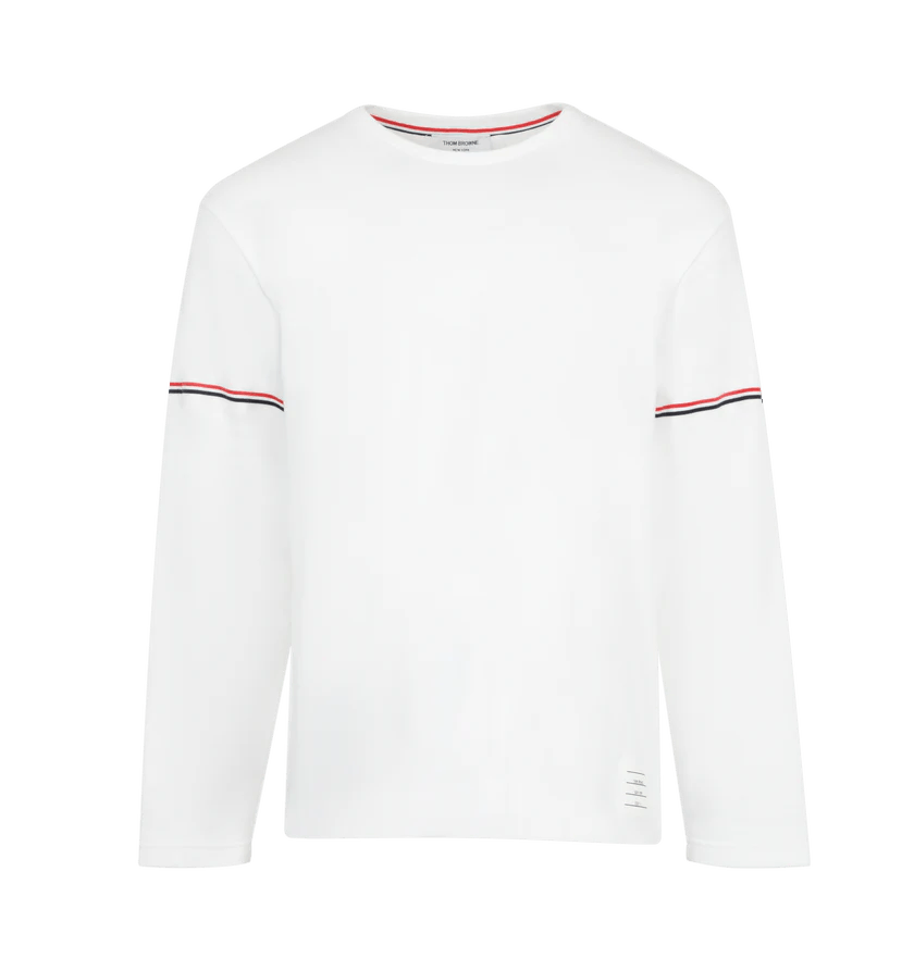 Thom Browne o1h1sh11225 Rugby Fit Long Sleeve Tee in White Size US XXL / EU 58 / 5 - 1 Thumbnail