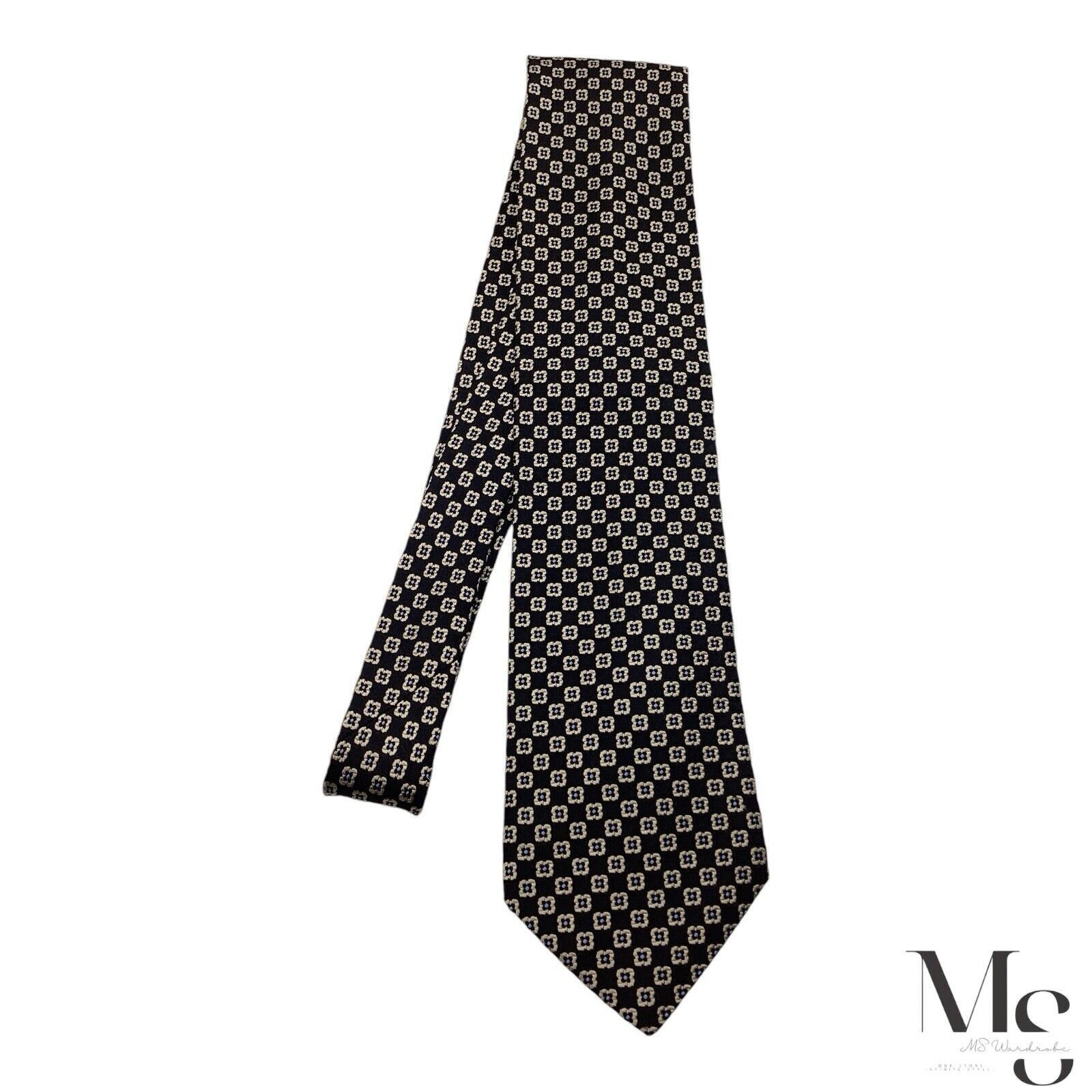 Daniel Cremieux DANIEL CREMIEUX XL Black Floral Silk Tie Hand Made In USA W: Size ONE SIZE - 5 Thumbnail