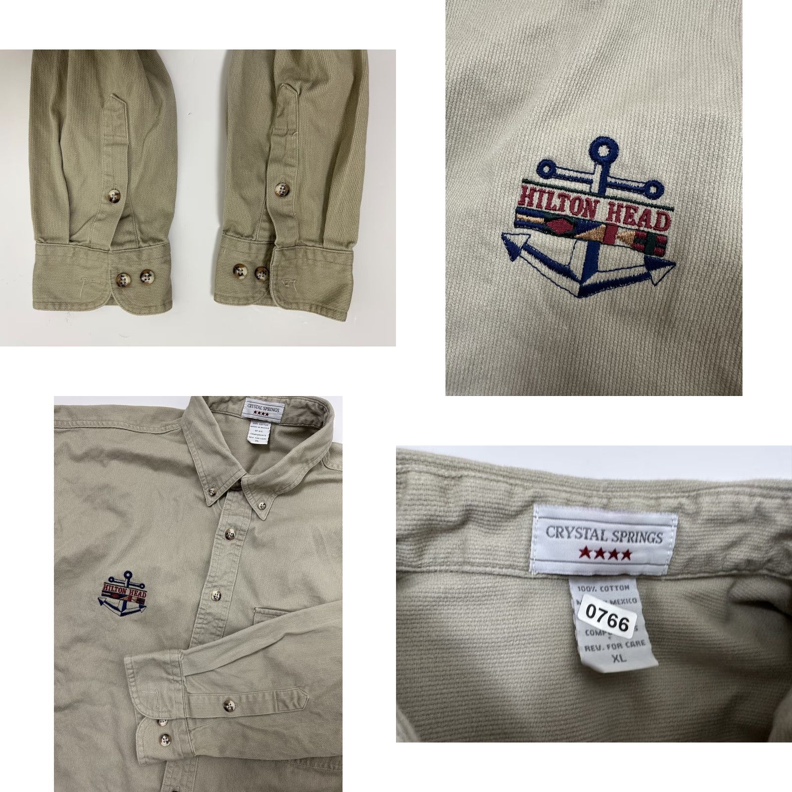 Vintage VINTAGE Crystal Springs Khaki Shirt Men XL Heavyweight Ribbed Cotton Embroidered Pockets Button-Up 90s Nautical casual Mens Size US XL / EU 56 / 4 - 10 Thumbnail