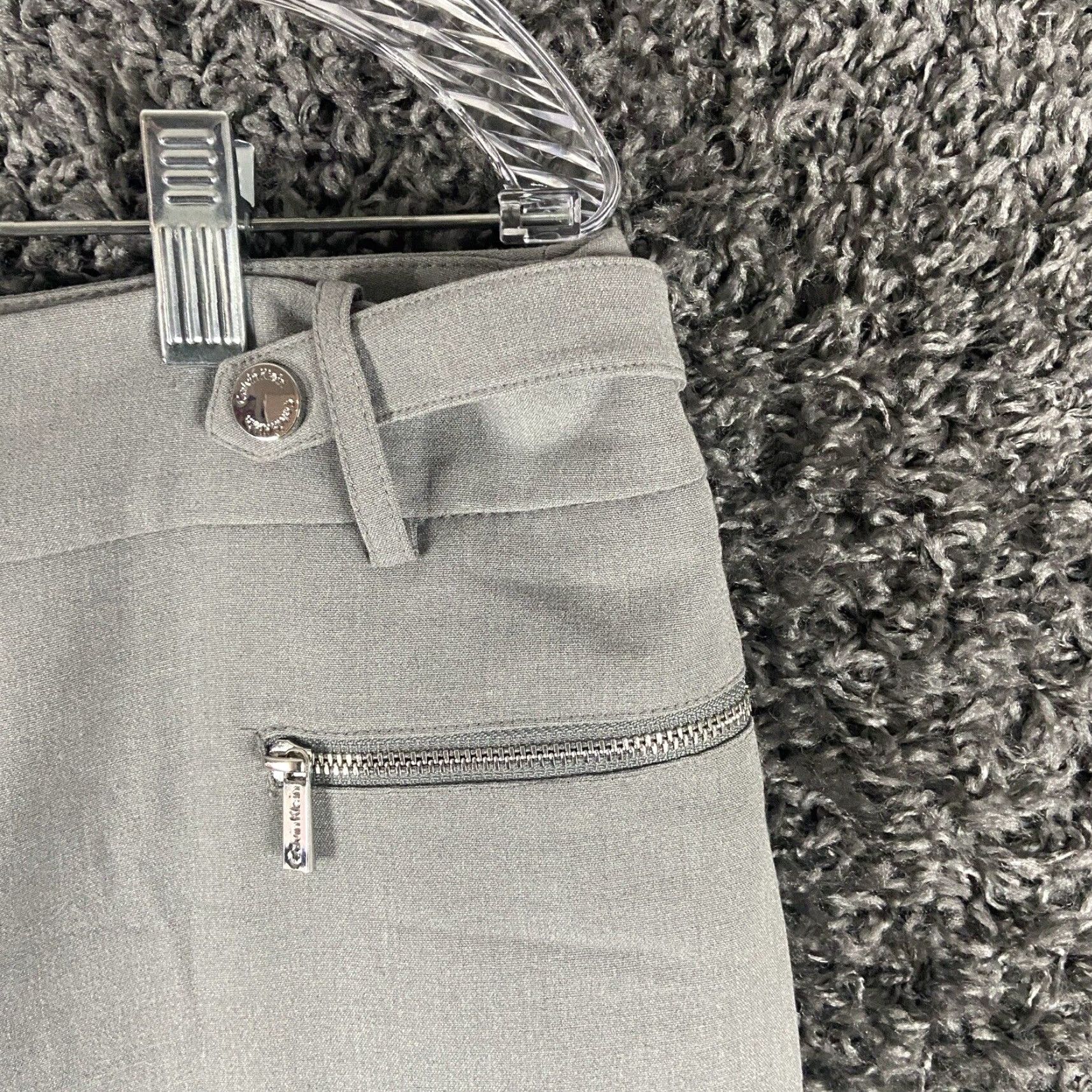 Calvin Klein NEW Calvin Klein Slim Straight Dress Pants Gray Women’s 12 Size 34" / US 12 / IT 48 - 3 Thumbnail