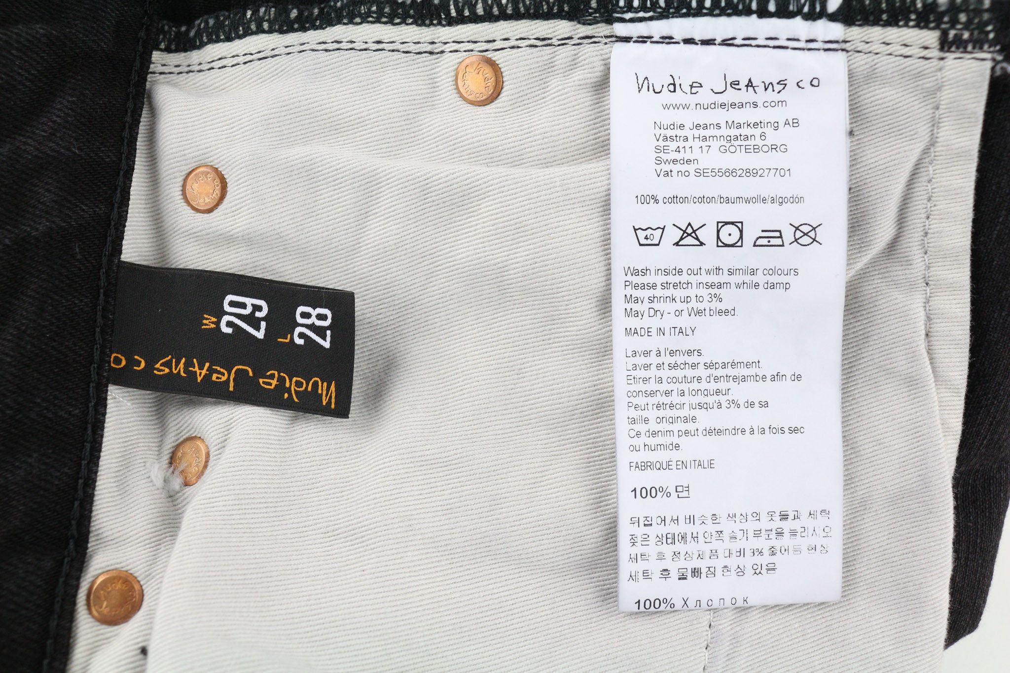 Nudie Jeans BREEZY BRIT W29/L28 Black Cotton Jeans 80627 Size 29" - 6 Thumbnail