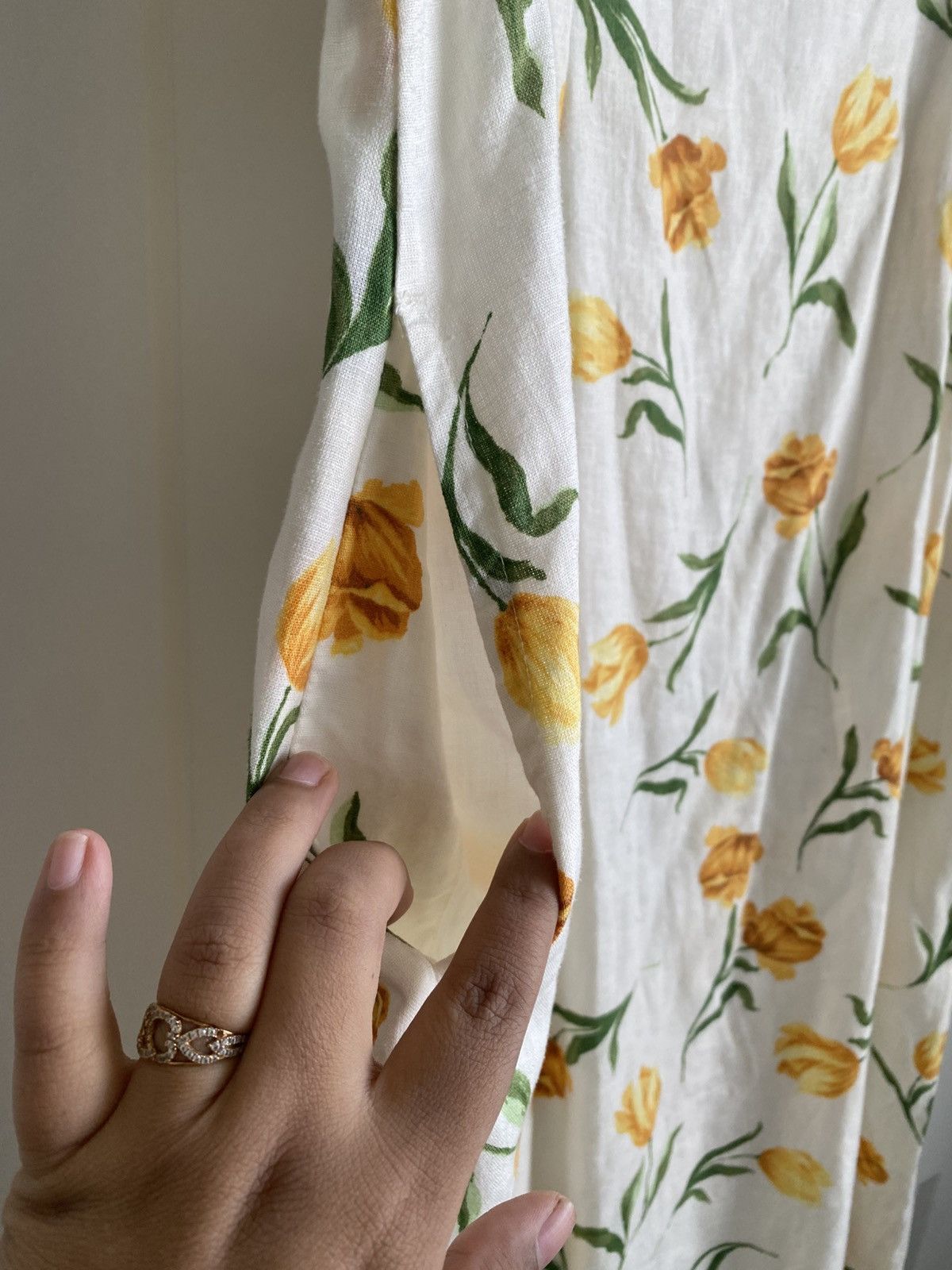 Joie JOIE SZ14 White/yellow Floral Linen blend Midi Dress-NWT Size XL / US 12-14 / IT 48-50 - 4 Thumbnail