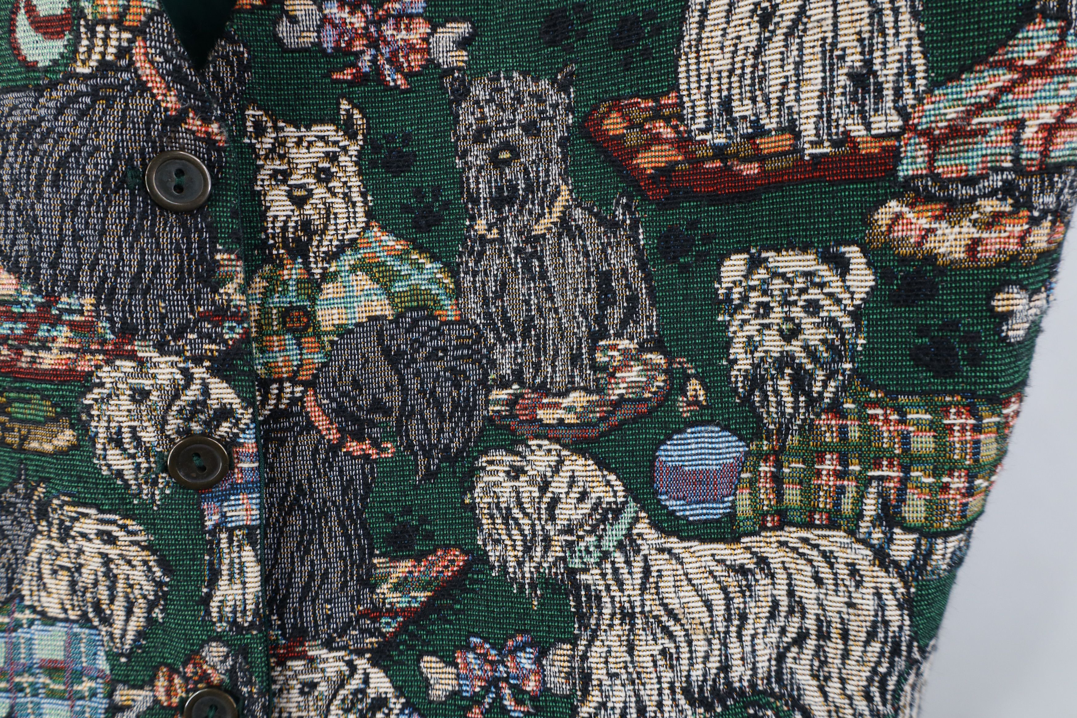 Vintage Vintage 90s Streetwear Needlepoint Dogs Tie Back Vest Jacket Size M / US 6-8 / IT 42-44 - 5 Thumbnail